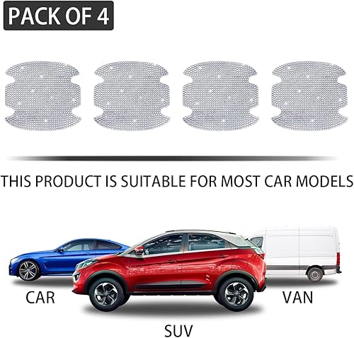 Miniatura 6 de BESULEN 4 piezas de protector para manija de puerta de auto de cristal, adhesivo de protección contra arañazos con strass para manija de puerta de