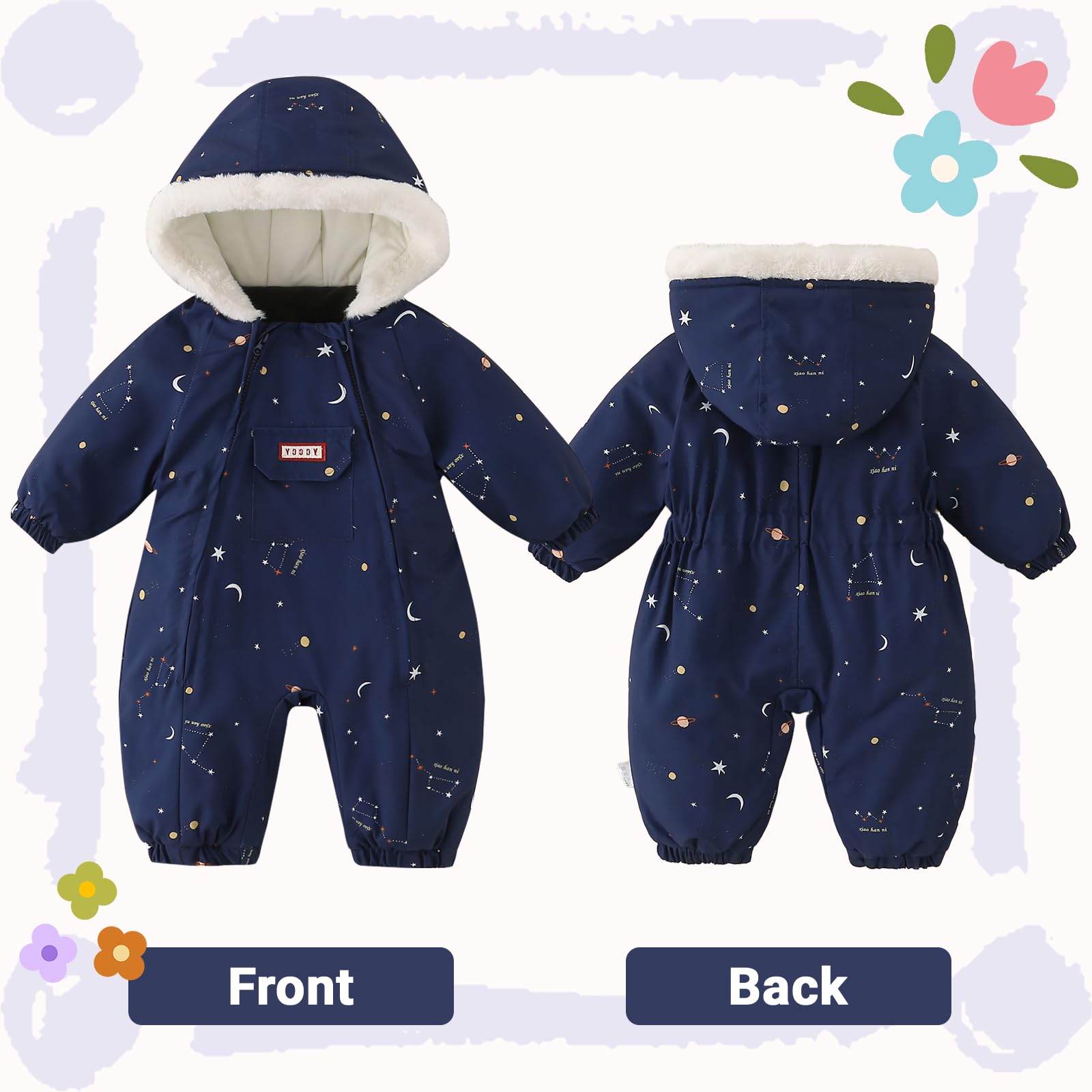 JiAmy Baby Schneeanzug, Baby Jungen Mädchen Winter Overall Strampler Neugeborenes Schneeoverall für 0-24 Monate