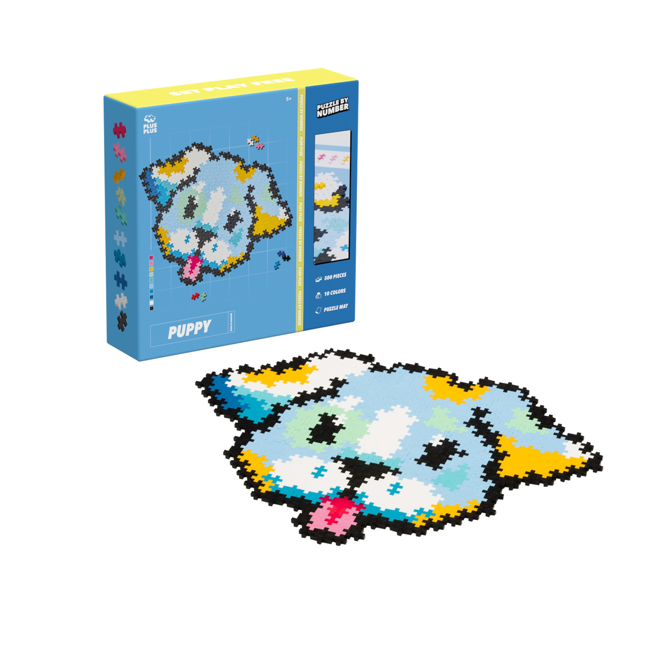 PLUS PLUS Building Blocks Toy - Puzzle by Number Puppy, Logic Build Kids Crafts Jigsaw, Make Your Own Kids Bedroom Accessories - STEM Learning Resources - Boys and Girls Toys Age 5 Plus