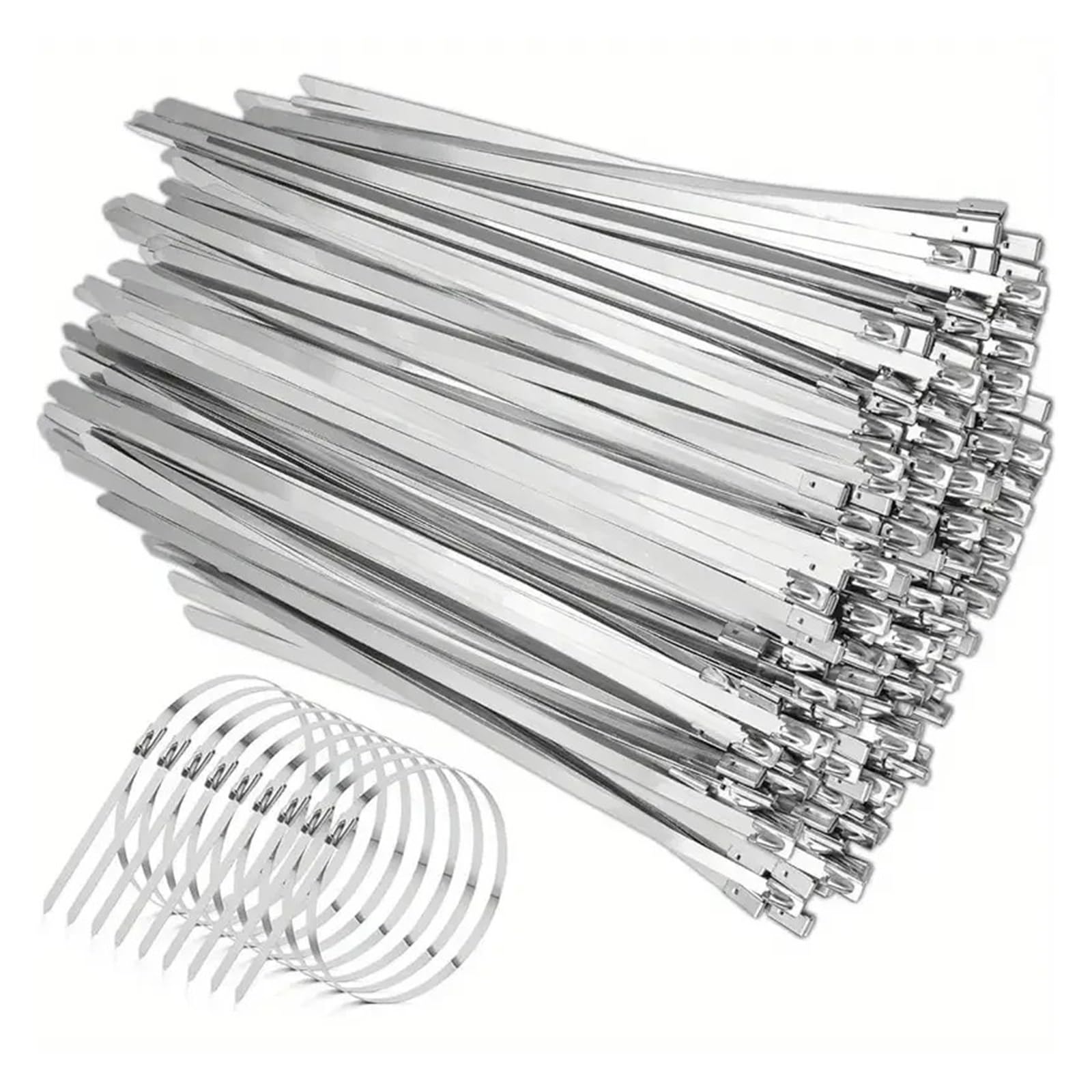 Metal Cable Ties, 304 Stainless Steel Self-Locking Cable Ties(4.6x100mm,100PCS)