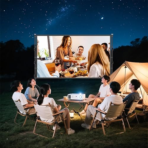 Miniatura 8 de Pantalla de proyector de 100 pulgadas con soporte, pantalla de proyección para interiores, pantalla de cine frontal trasera portátil 169 4K HD con
