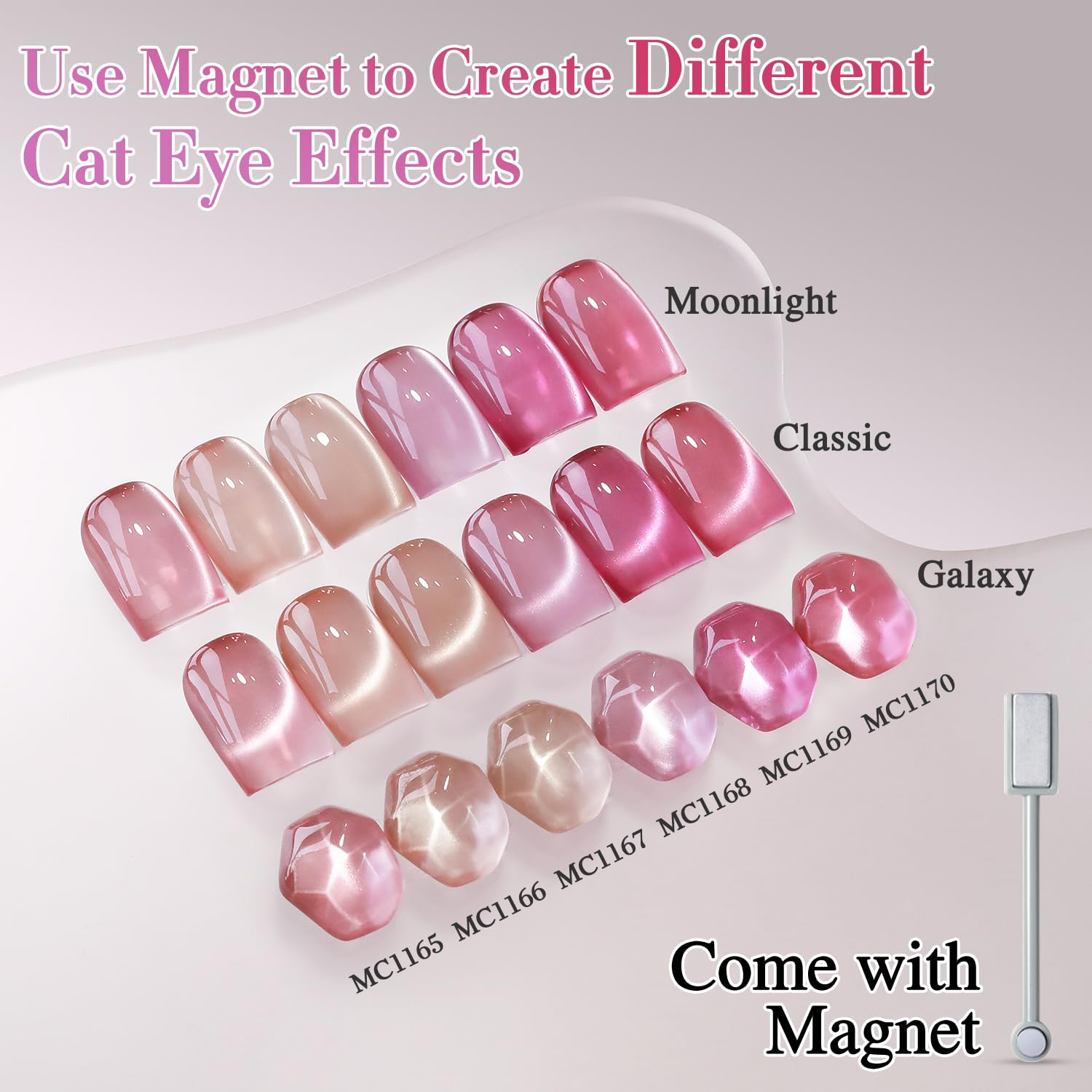 Double Rhythm 6 Colors Cat Eye Gel Polish Set Shimmer Glitter with Magnet Holographic Reflective Magnetic UV Nail Art Kit (6-Kit-49)