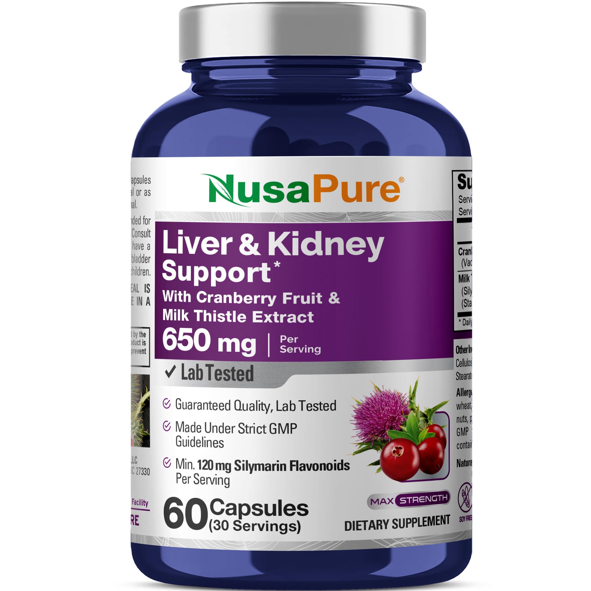 Liver & Kidney Support, Non-GMO, Soyfree, 650mg, 60 Capsules - 30 Servings