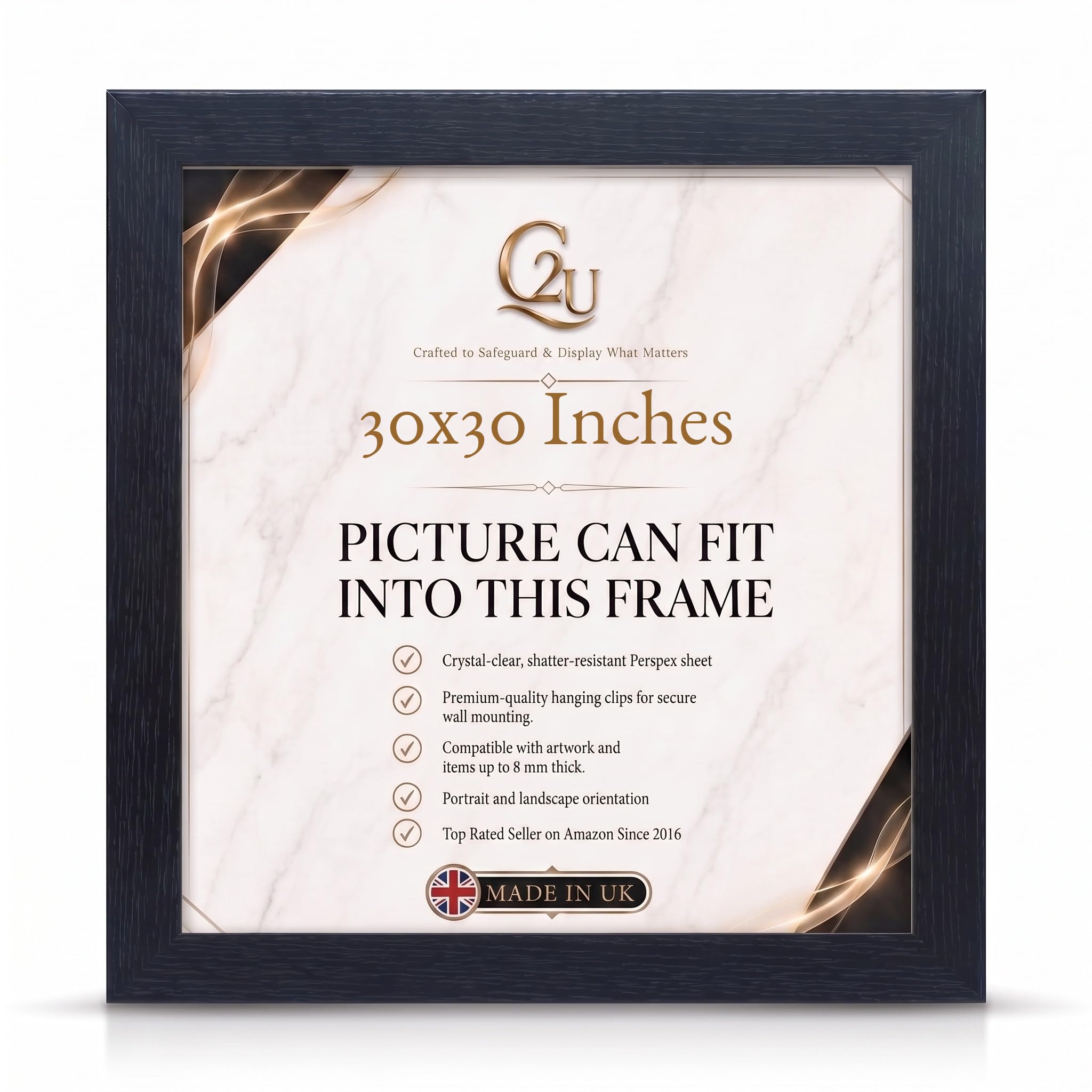 30 x 30 Inch (76.2 x 76.2 cm) Picture Frame | Engineered Wood Photo Poster Frame for Jigsaw Puzzles, Certificates & Artwork| Wall Mount | Portrait or Landscape. — image 1