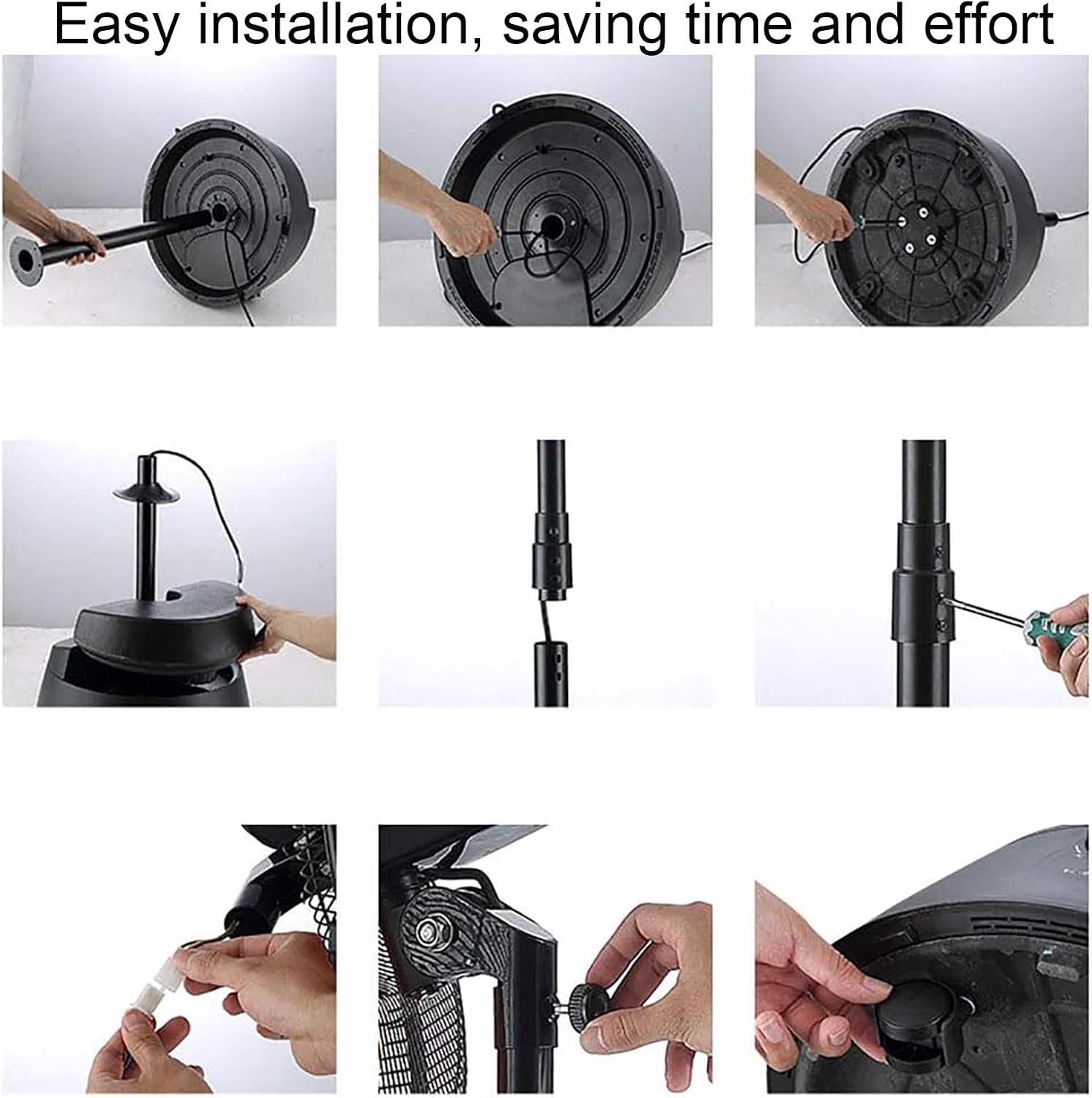 Inch Standing Fan Misting,with 5 Blades, Oscillating Fan,for a Cool Patio Breeze - Outdoor Cooling Fan,Black Industrial Pedestal Fan