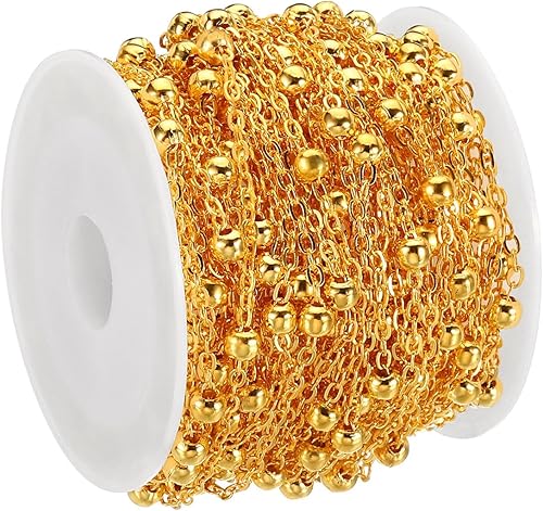 Miniatura 3 de PATIKIL Cadena total de cuentas de 32.8 ft33 pies con carrete, eslabones de cadena de latón para hacer joyas, accesorios de collares, pulseras,