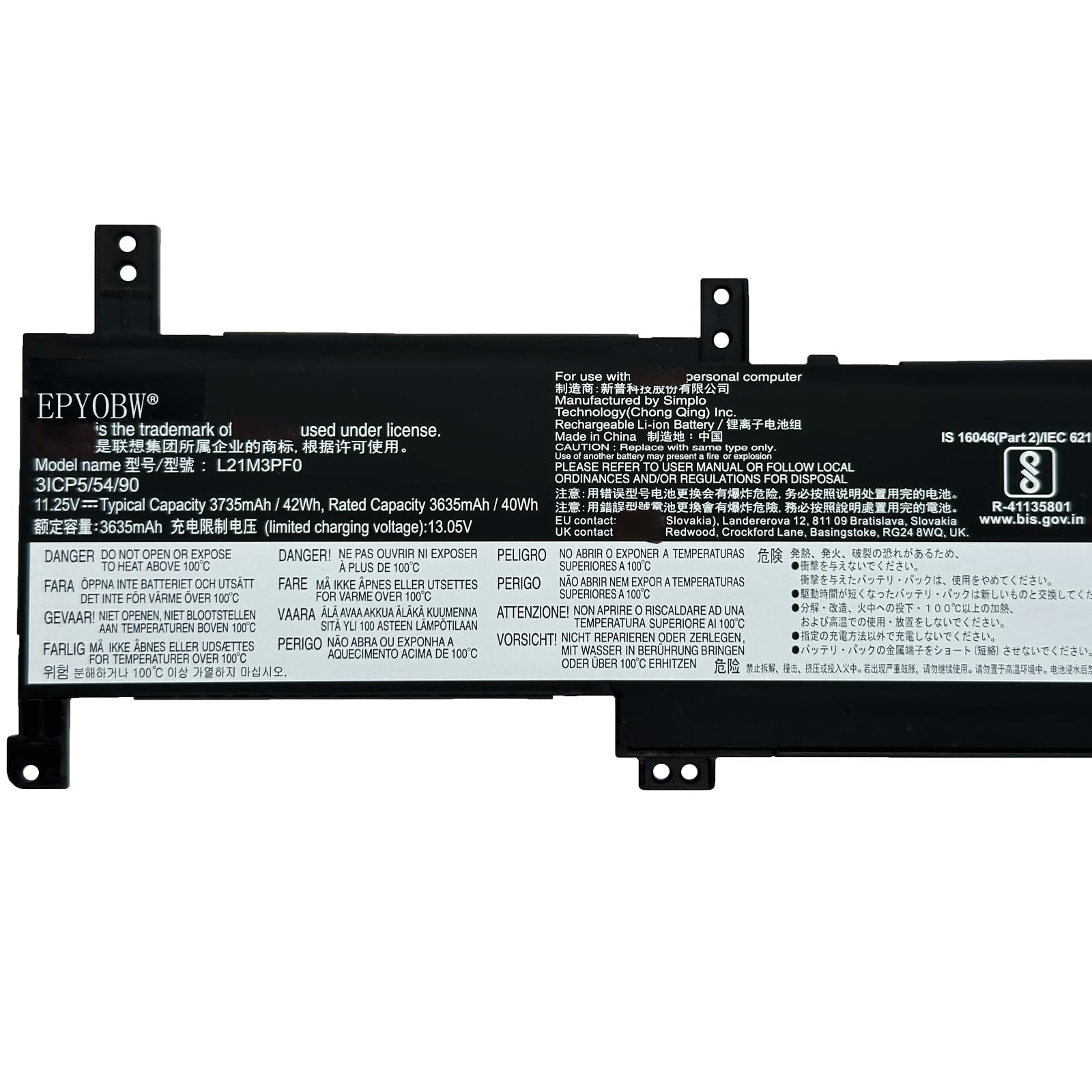 Lenovo IdeaPad 1 15AMN7 バッテリー残96% 42Wh 11.25V Battery for Lenovo IdeaPad 1 15AMN7 82VG 15IRU7 15ALC7