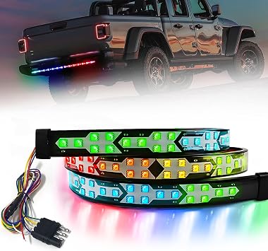 DIBMS 60 Tailgate Light Bar 180 LEDs IP67 Waterproof 12V DC 5 Lighting Modes Brake Amber Turn Signal Universal Fit for Pickup Trailer RV Van SUV RGB