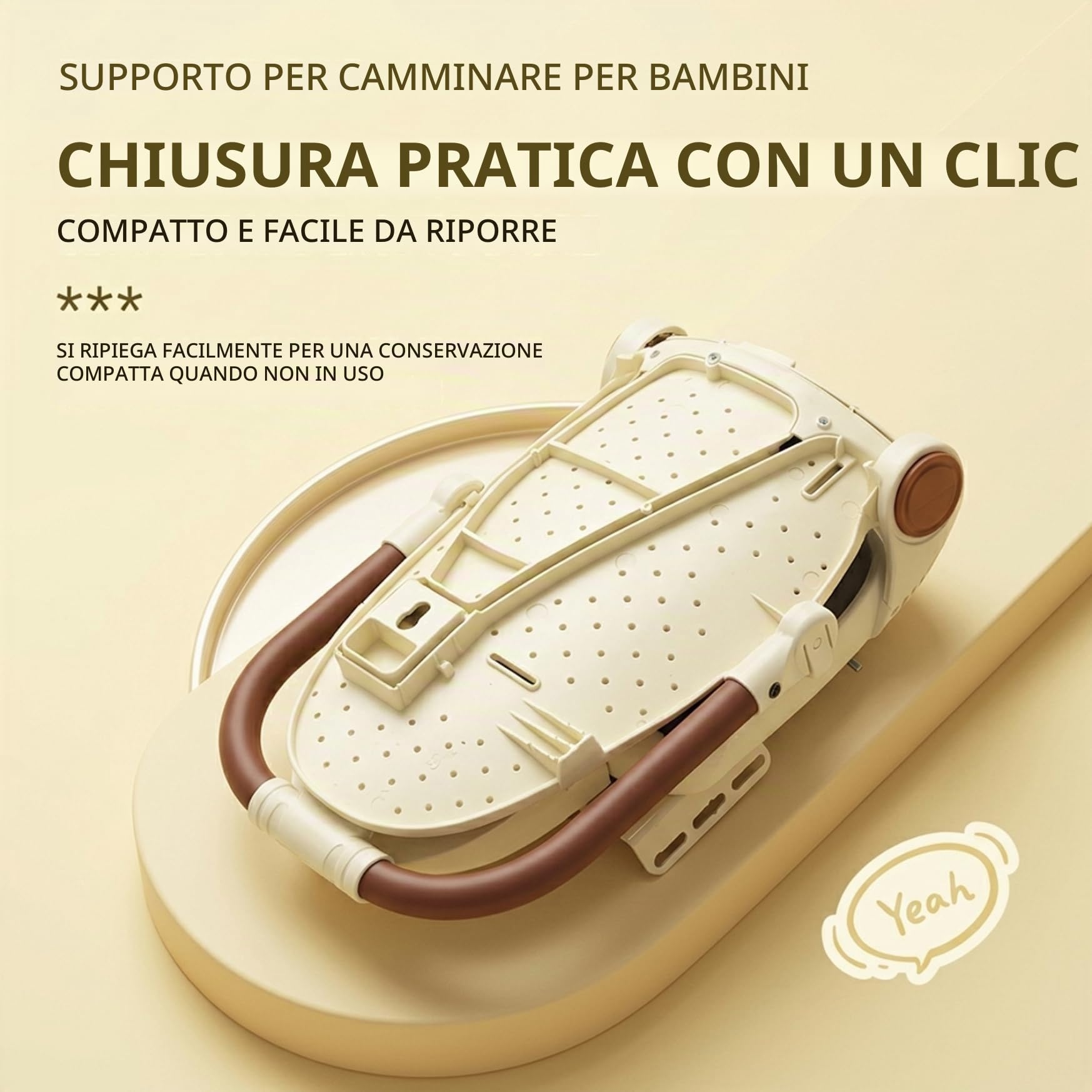 Seggiolino per Bici per Bambini, seggiolino per Bici Posteriore Sicuro e Confortevole con inclinazione Regolabile, Design Pieghevole Beige per riporlo Facilmente