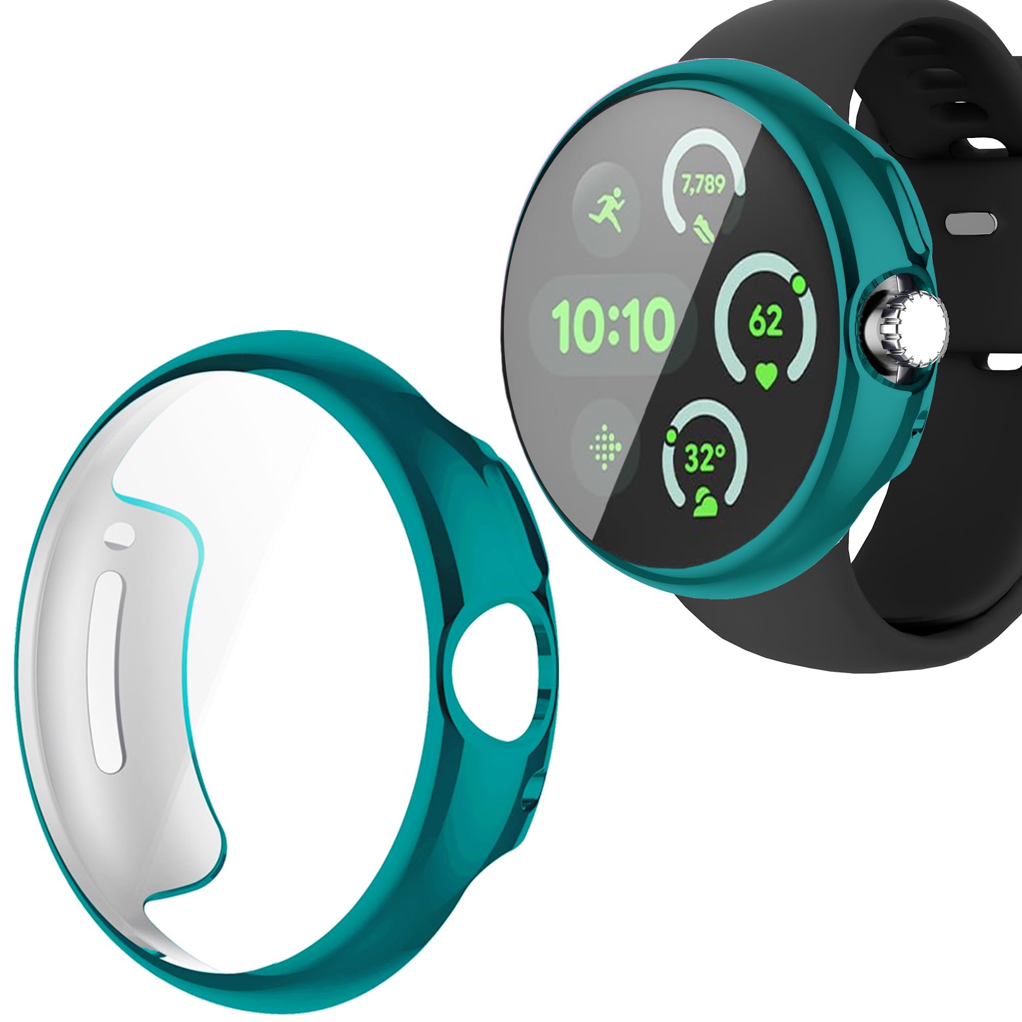 Wugongyan Screen Protector Case Compatible with Google Pixel Watch/Pixel Watch 2/Pixel Watch 3 41mm 45mm Soft TPU Protective Cover (Indigo, 41mm)