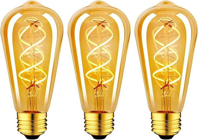 LVWIT 4.9W E27 Spiral Filament Bulb,Vintage Led Light Bulbs E27 35W Equivalent,400LM,2200K Warm White E27 Bulb Squirrel Cage,220-240V,64*140MM,Non-Dimmable (3 PCS)