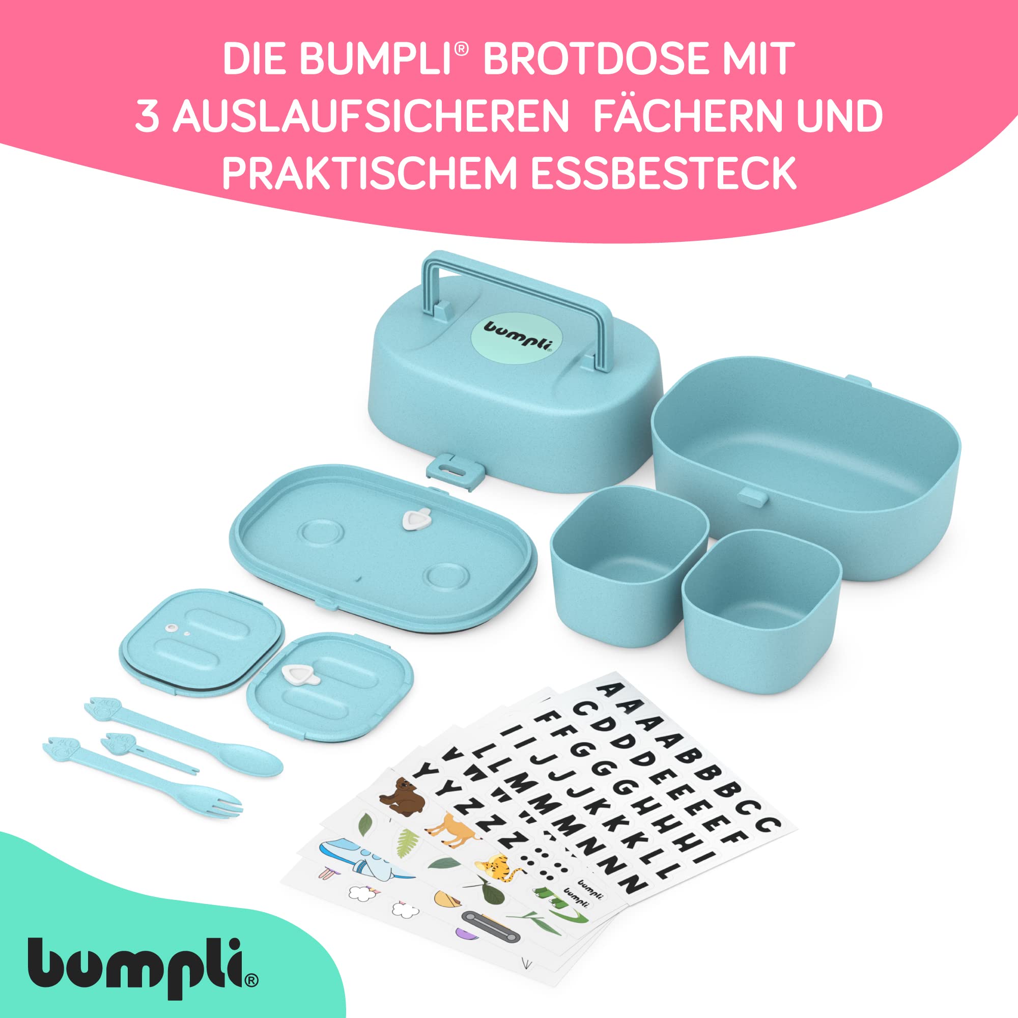 bumpli® Bumpli® Broodtrommel voor kinderen met vakken, kindvriendelijke