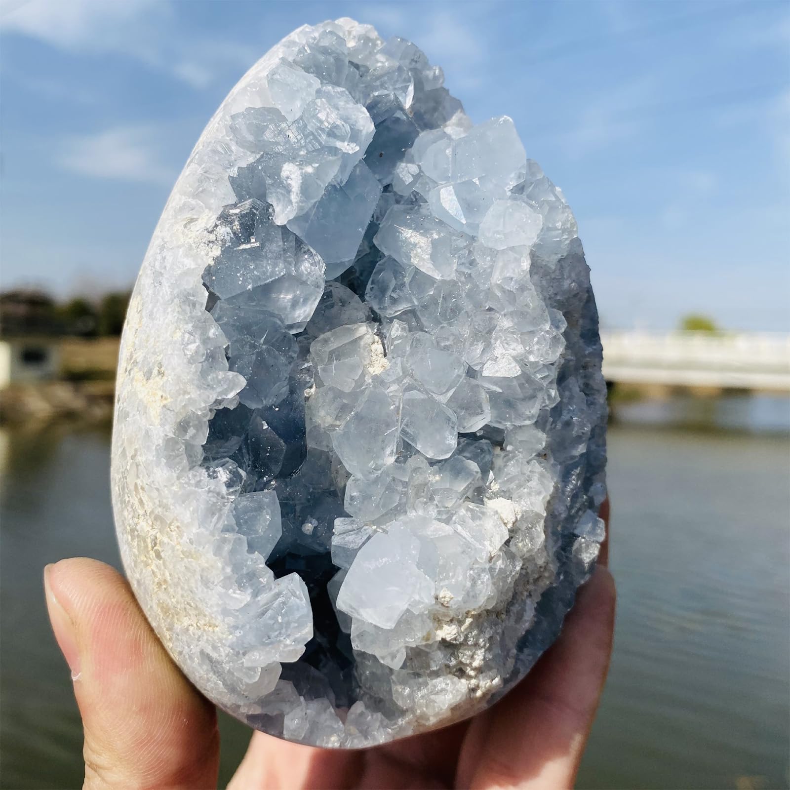 水晶　石 Amazon.com: MOGEMT 藍色天石水晶地標原始天然癒合水晶簇大型不規則