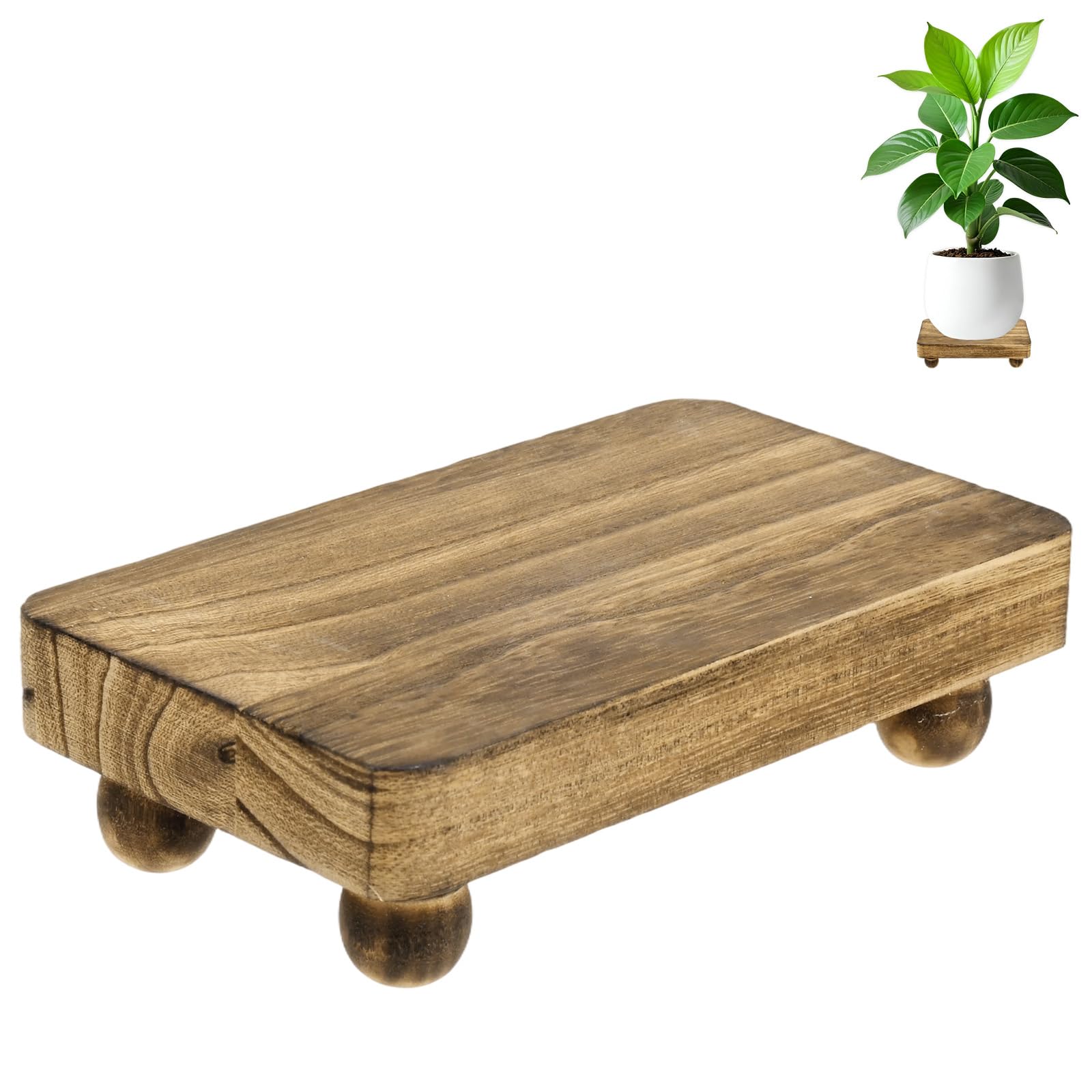 M METERXITY 10-Pack Plant Risers for Inside Pots, 15 x 9 cm/5.91 x 3.54 Inch Wooden Tray for Kitchen/Bathroom/Farmhouse/Decor/Soap/Dish/Perfume, Pots Stand [Retro Color]