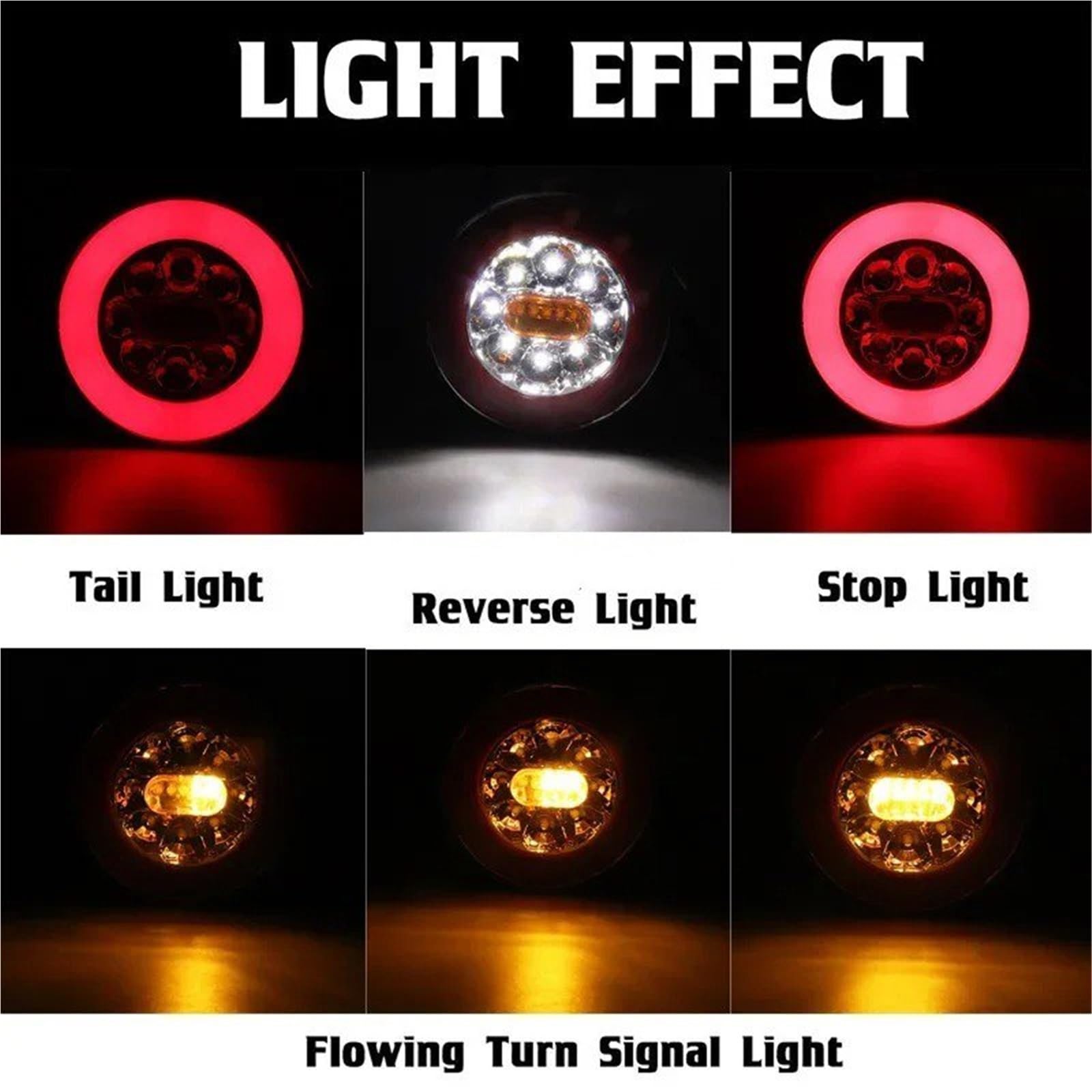 Luz Trasera 2 Luces Traseras LED 12V-24V Para Camión Remolque Caravana Autobús Luz Trasera Dinámica Luces Freno Marcha Atrás.
