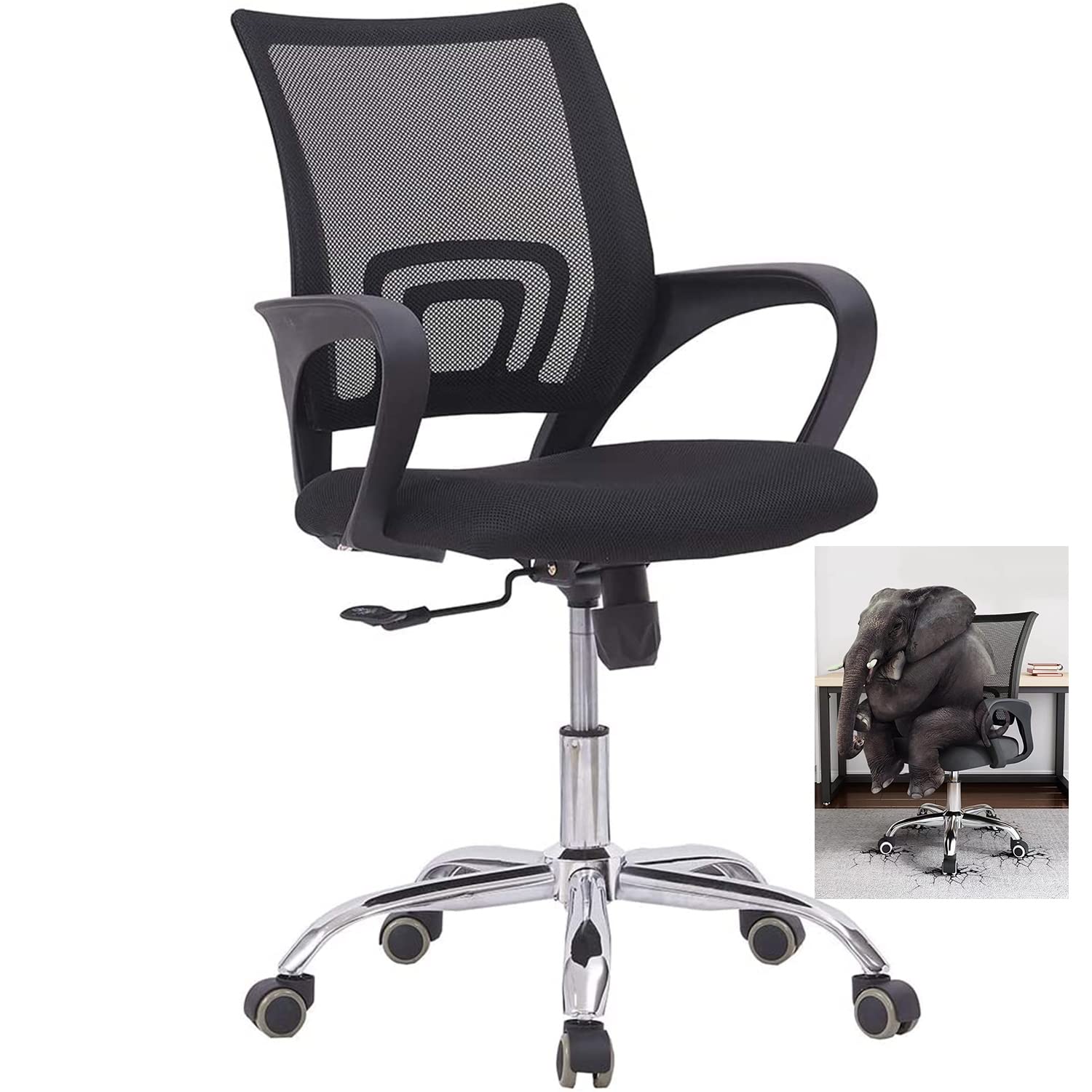 karnakMesh Executive Office Home Chair 360° Swivel Ergonomic Adjustable Height Lumbar Support Back K-7825 - Color (Black.)