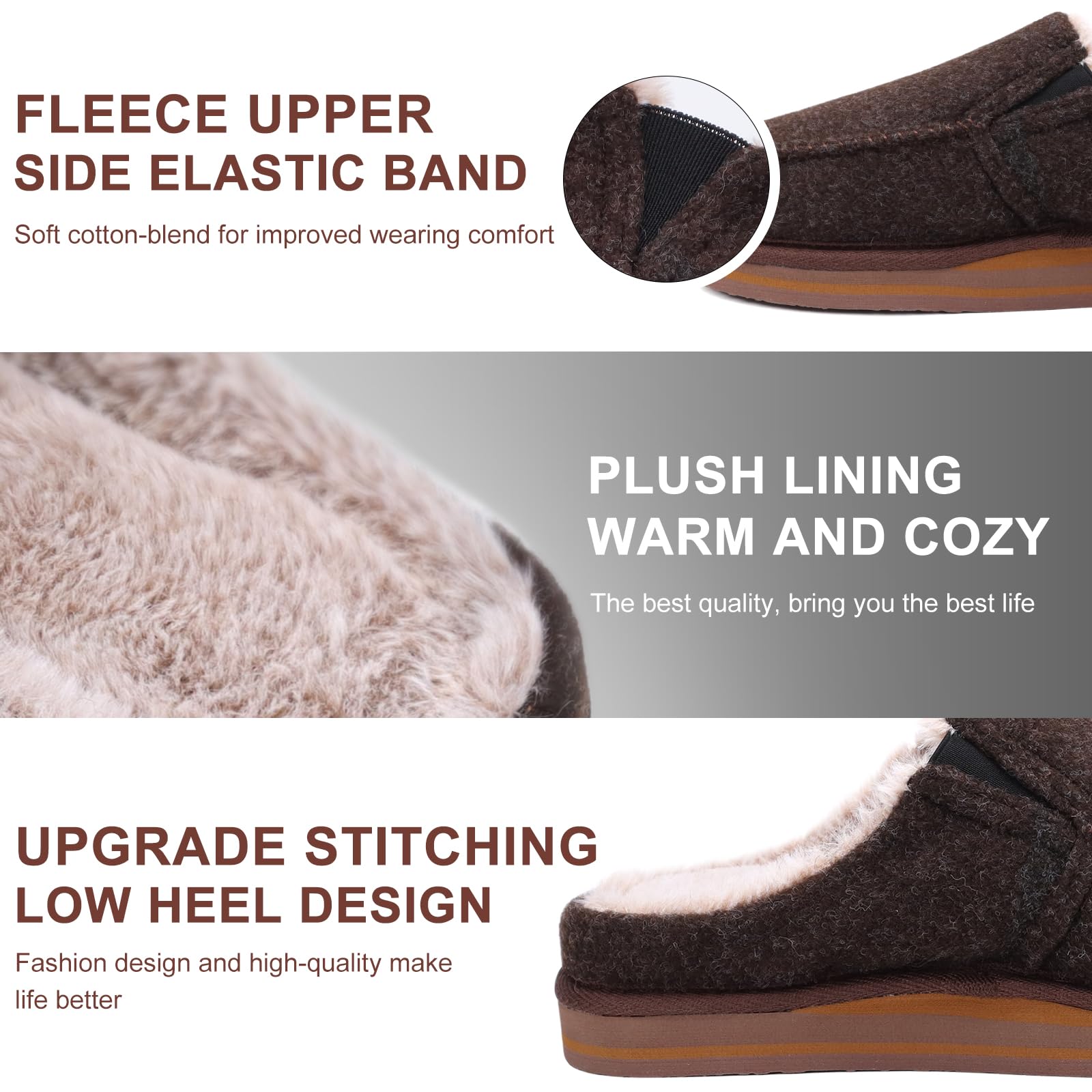 ONCAI Pantofole da Uomo in Comfort Pelo Cotone Strisce Ciabatte da Casa in Lana con Memory Foam Supporto Arco Suola in Gomma Taglia 40-50