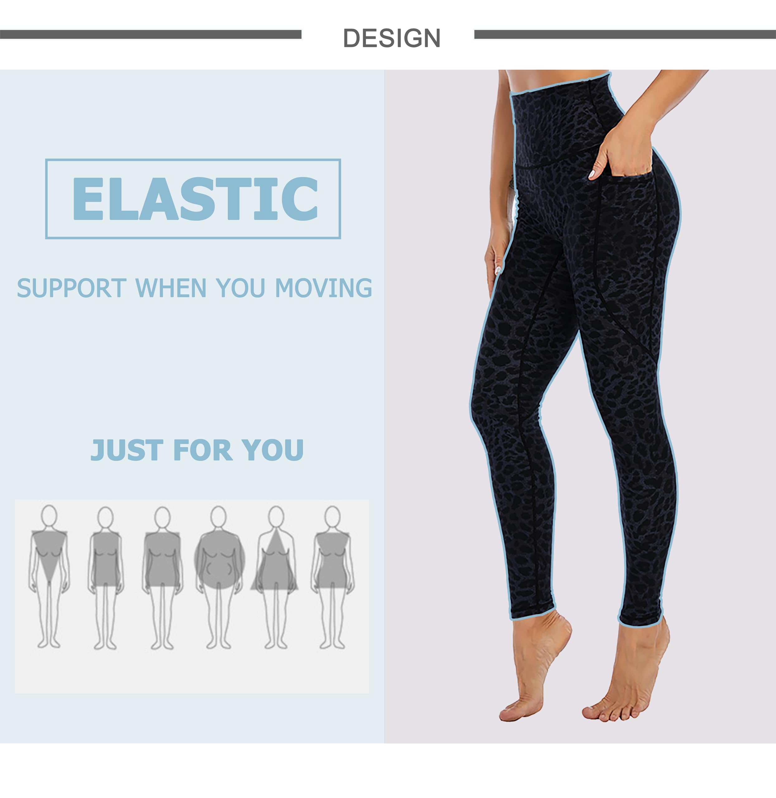 Leggings de leopardo para mujer, con estampado animal, cintura alta, pantalones de yoga con dos bolsillos grandes, suaves como la mantequilla, para entrenamiento, correr, tallas XS-XXL UK