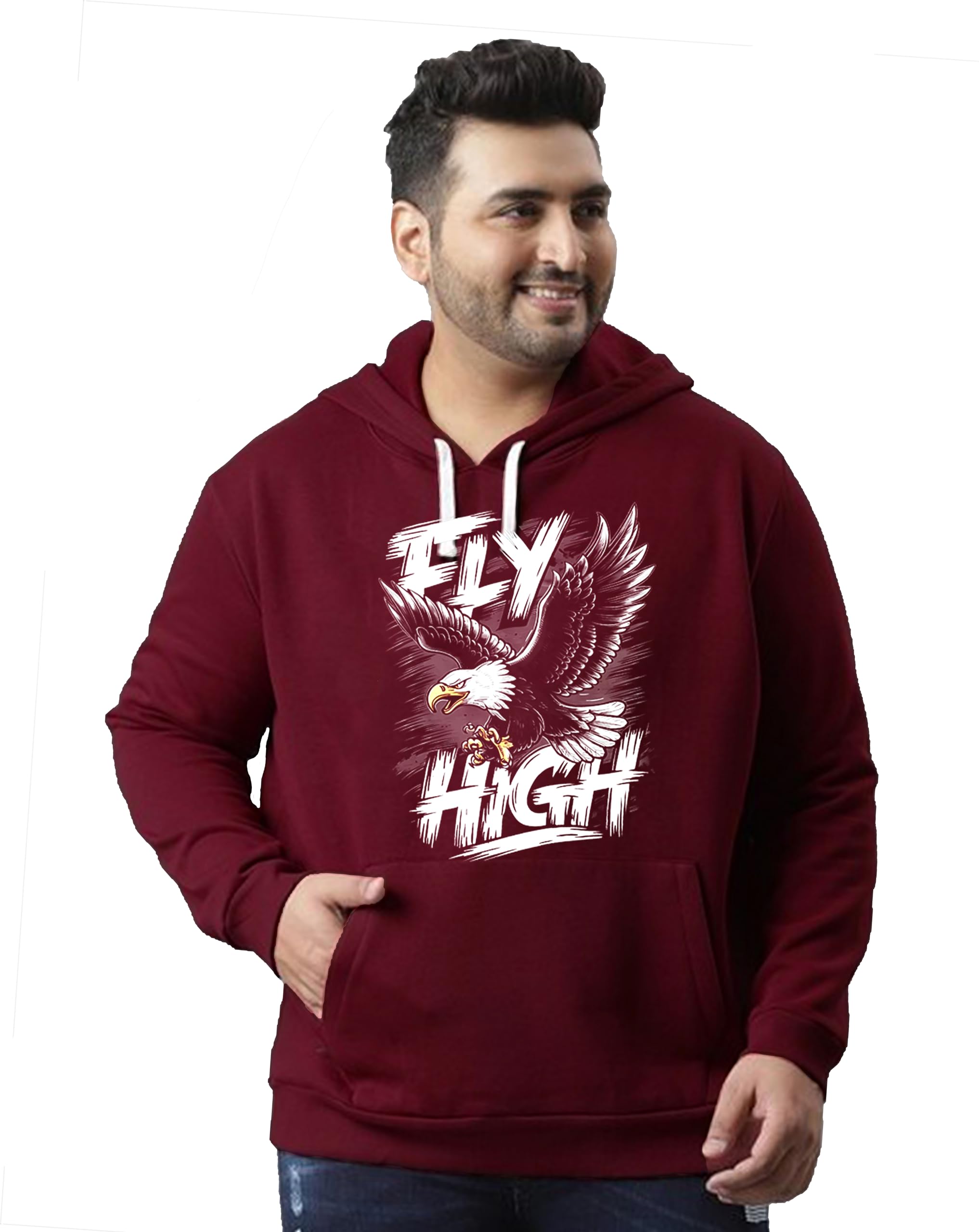 West Gate Clothing Plus Size Mens Cotton Hoodies,Hooded Sweatshirt|100% Cotton Hoodies Plus Size Collection for Men|Fly High Printed Hoodie-picture-15