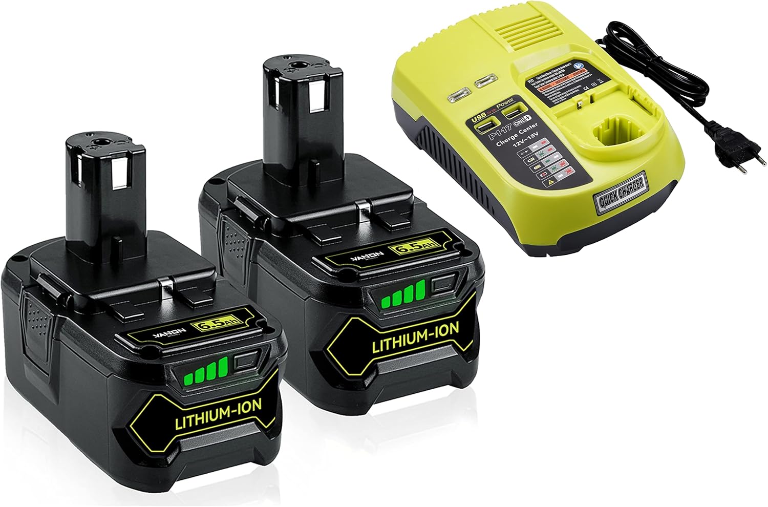 Upgrade to 18V 6.5Ah P108 Battery + P117 Fast Charger Dual