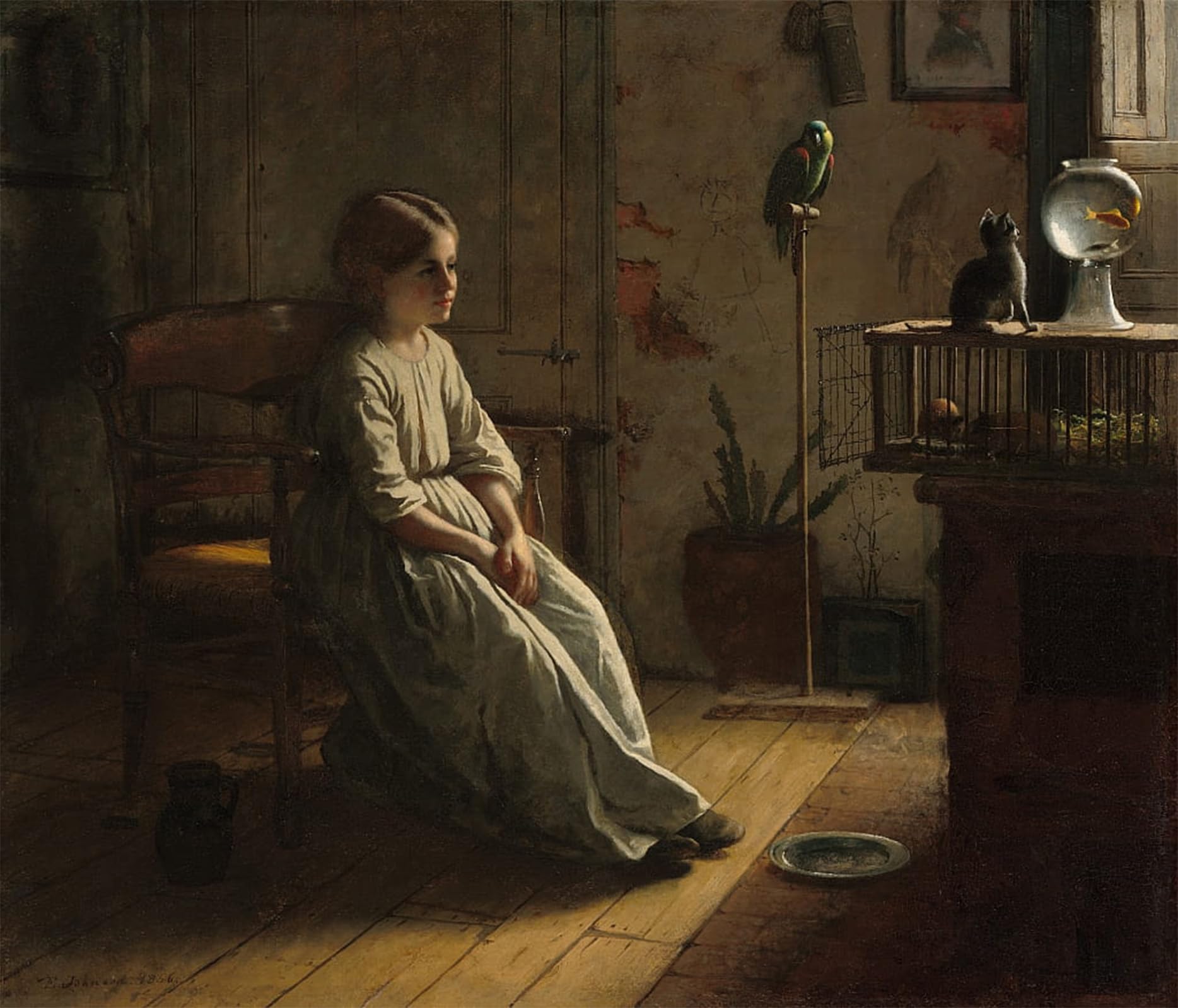 SERENDIPITP Aesthetic Poster Photo Wall Print Retro Picture the Pets by Eastman Johnson Modern Wall Artwork for Home Decor 60x90cm