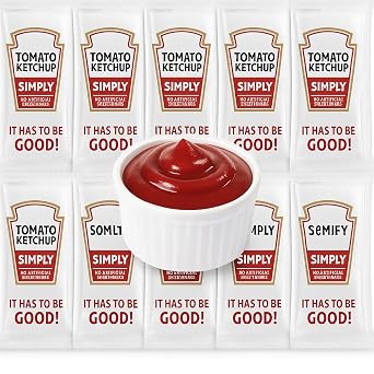 Tomato Ketchup Packets 40 Count (9g Each) | Made from Red Ripe Tomatoes | No GMO, Gluten-Free, No Artificial Ingredients | Perfect for Fries, Burgers, Hot Dogs, Lunch Boxes & Takeout
