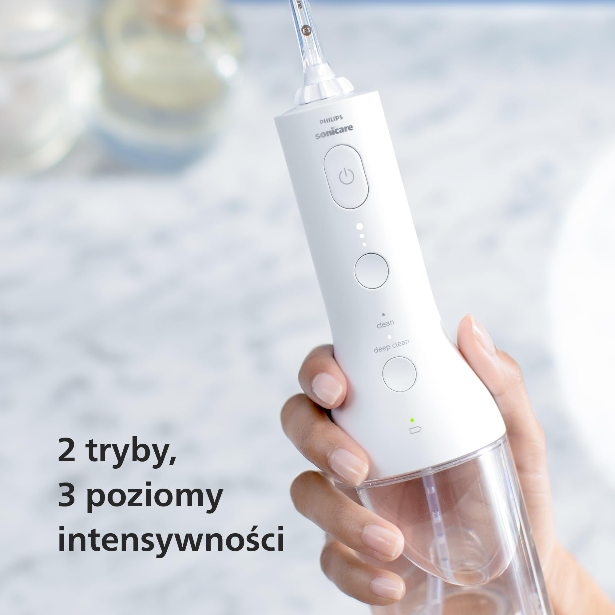 Philips Sonicare Bezprzewodowy irygator do jamy ustnej Power Flosser i szczoteczka elektryczna Philips Sonicare DiamondClean 9000 — czyste zęby i dziąsła, usuwanie płytki nazębnej, biały (HX3886/41)