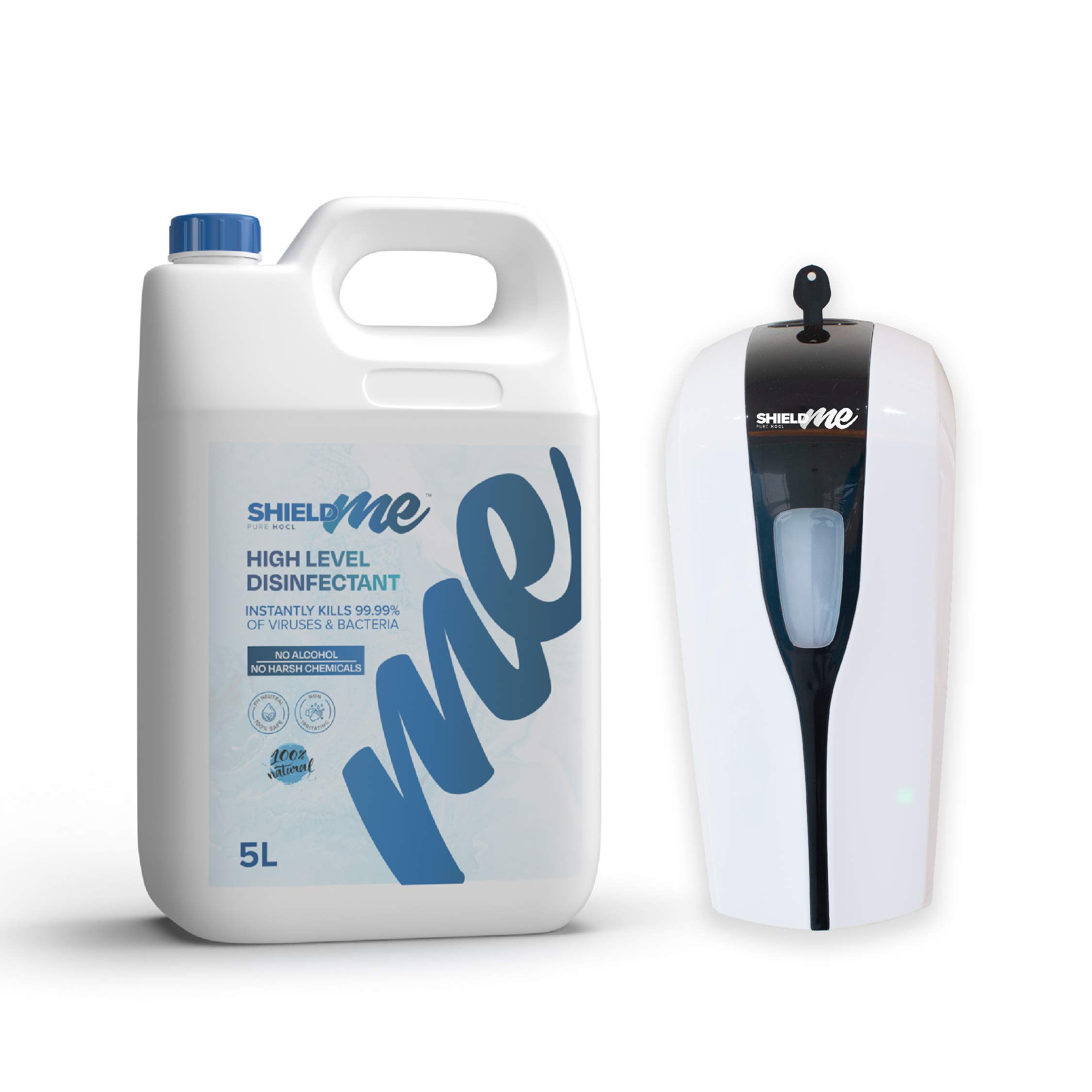 Automatic Hand Disinfection Dispenser & 5 Liters High Level Sanitizer - Shieldme