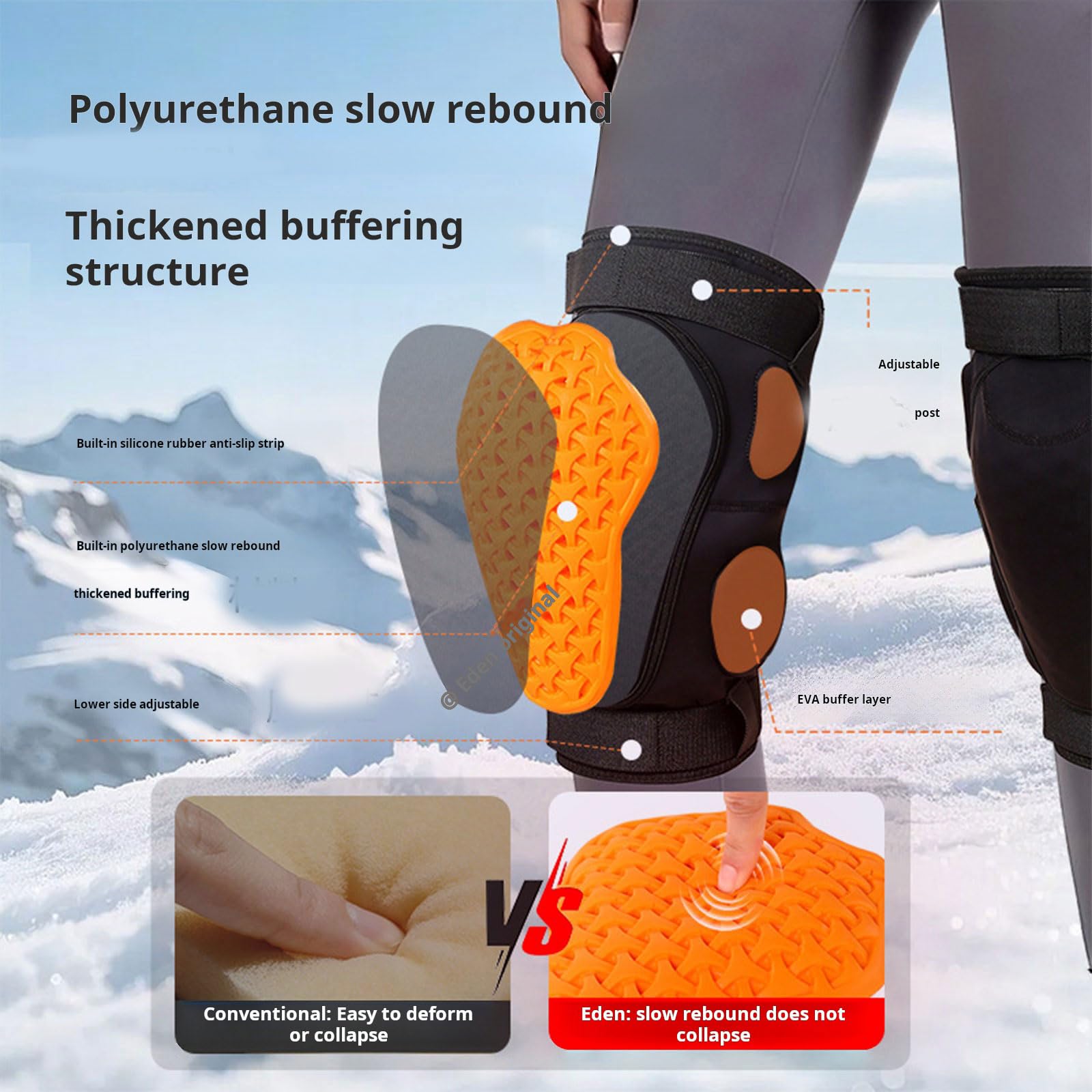 Stütze für Ski Skateboarding mit Schaumstoffpolsterung, S