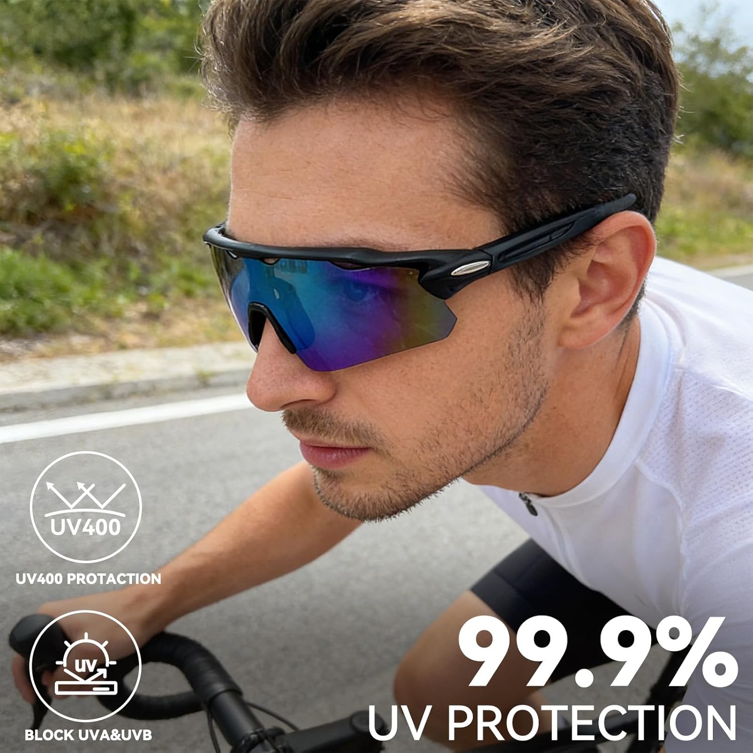 AI Smart Audio Glasses, Bluetooth Sport Sunglasses for Men Women Audio for Running Cycling, Music & Call