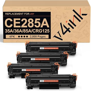 v4ink CE285A Toner Compatible for HP 85A 36A 35A 125 Toner Cartridge 4-Pack | Replacement for CE285A CB436A CB435A CRG-125 Black Toner for P1006 P1102 P1102W P1505 P1505n M1212nf M1522n M1522nf Printer