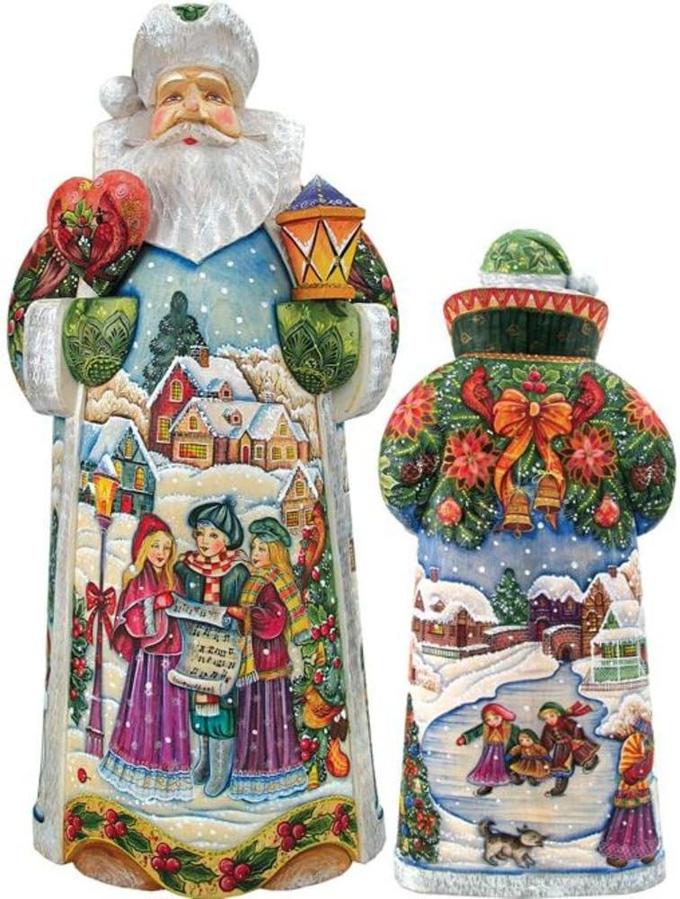 G. Debrekht Carved Wood and Hand-Painted Holiday in Harmony Santa, 14"