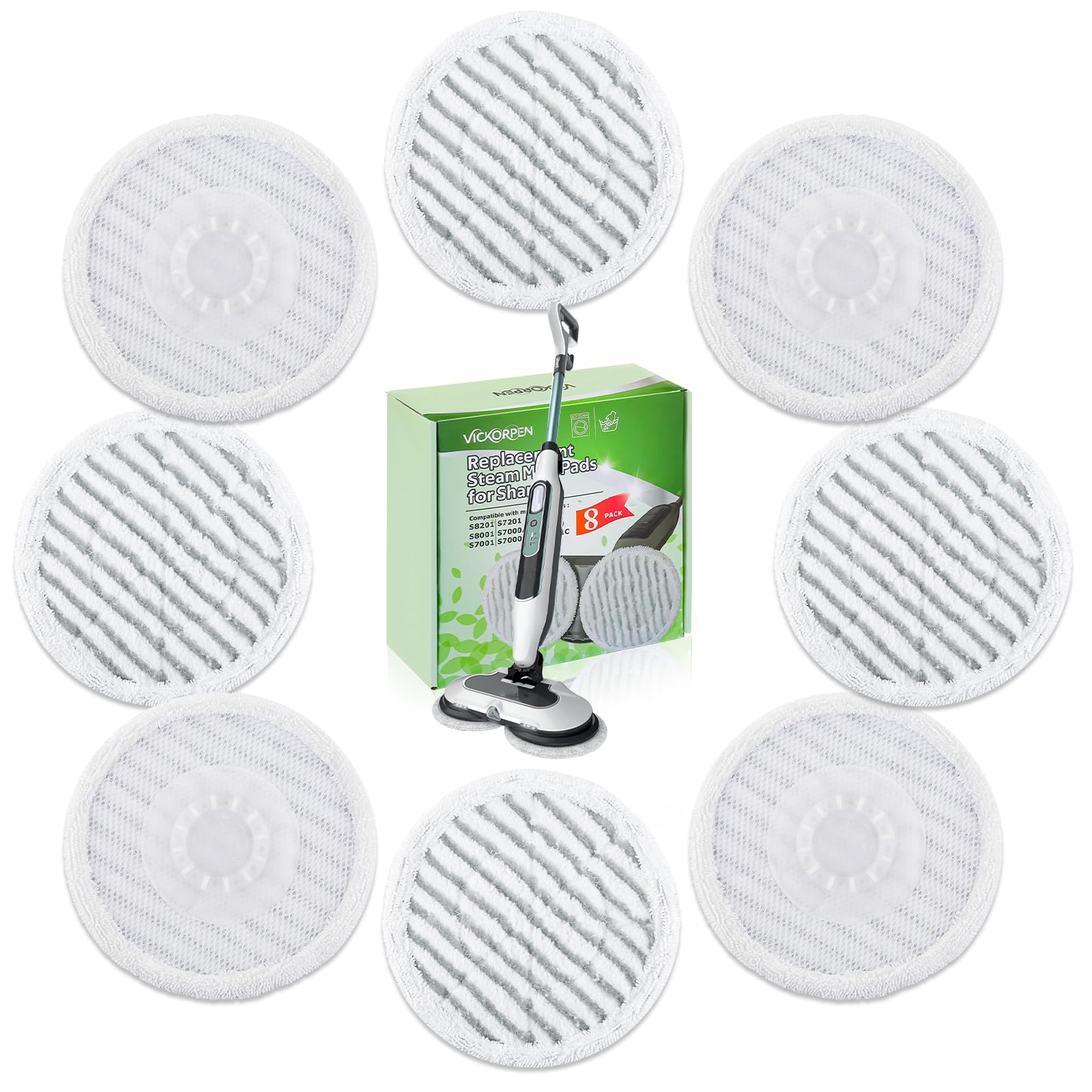 Photo 1 of 8 Pack Steam Mop Replacement Pads for Shark S8001 S7001 S7201 S7000AMZ S8201 Steam and Scrub Mop Pads Repeatedly Washed for All Floors Cleaning