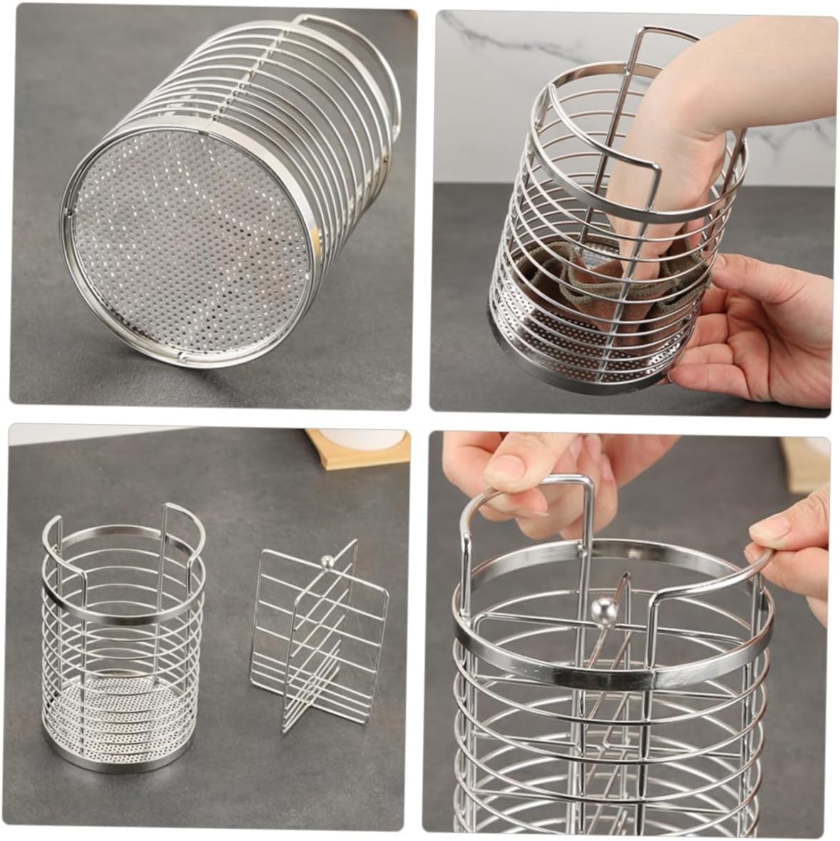 SOLUSTRE Stainless Steel Chopstick Holder Multi Design Utensil Organizer for Kitchen Counter Elegant and Easy to Clean for Keeping Cutlery Tidy