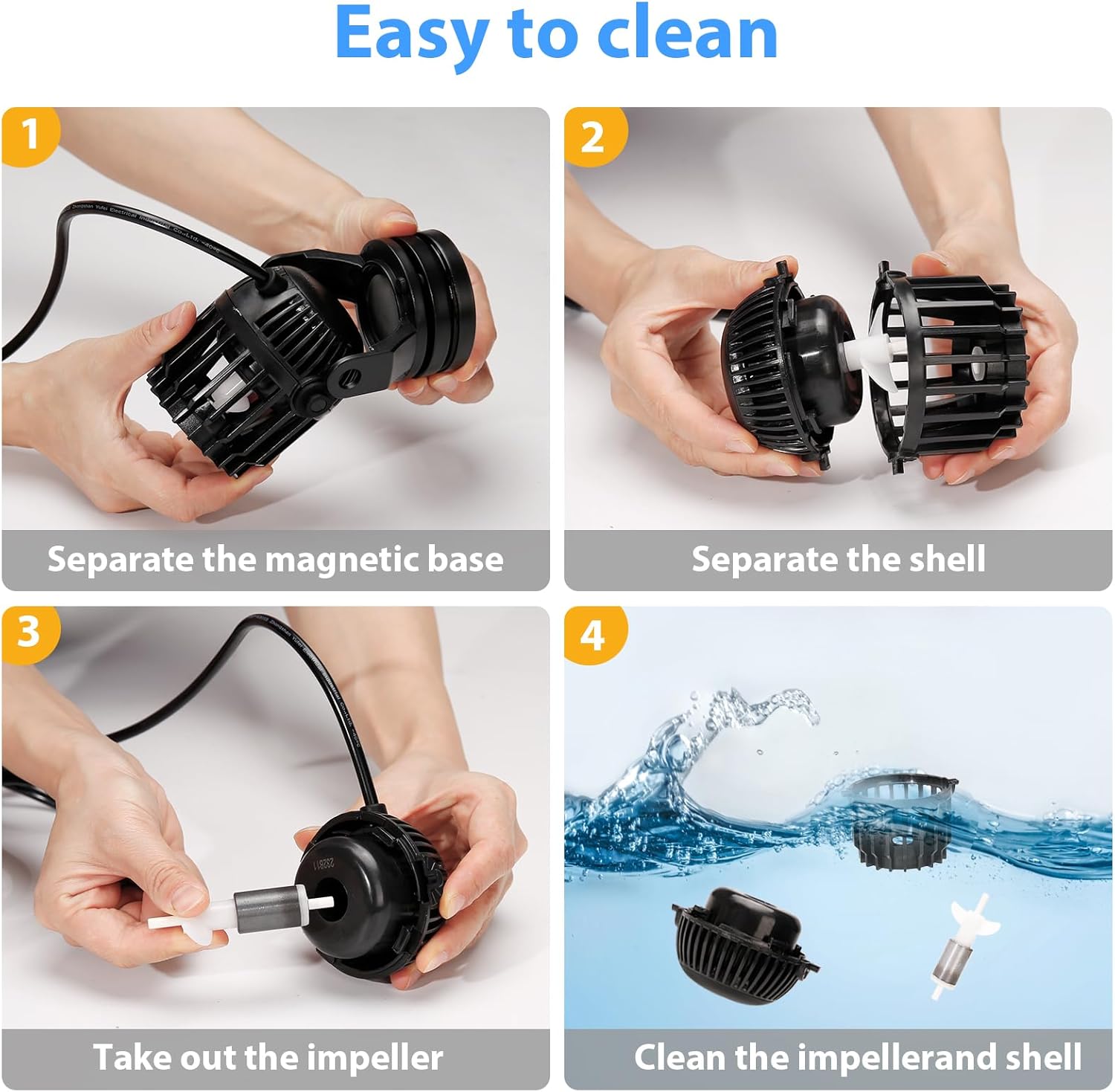 Aquarium Wave Maker Adjustable with Controller Strong Magnetic Suction Base DC Powerhead for Fresh Salty Water Saltwater Tank Aquarium Water Circulation Pump for 65-130 Gallon Fish Tanks (23W/2100GPH)