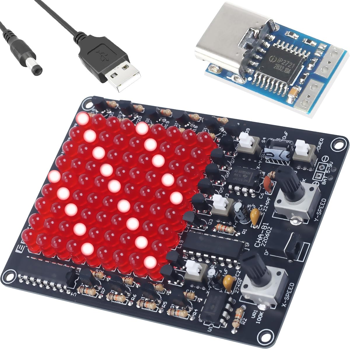 Youmile Soldering Practice Kit LED chasing light kit X/Y axis mobile fun electronic production DIY welding practice training assembly parts with PDC004-PD decoy 9V module
