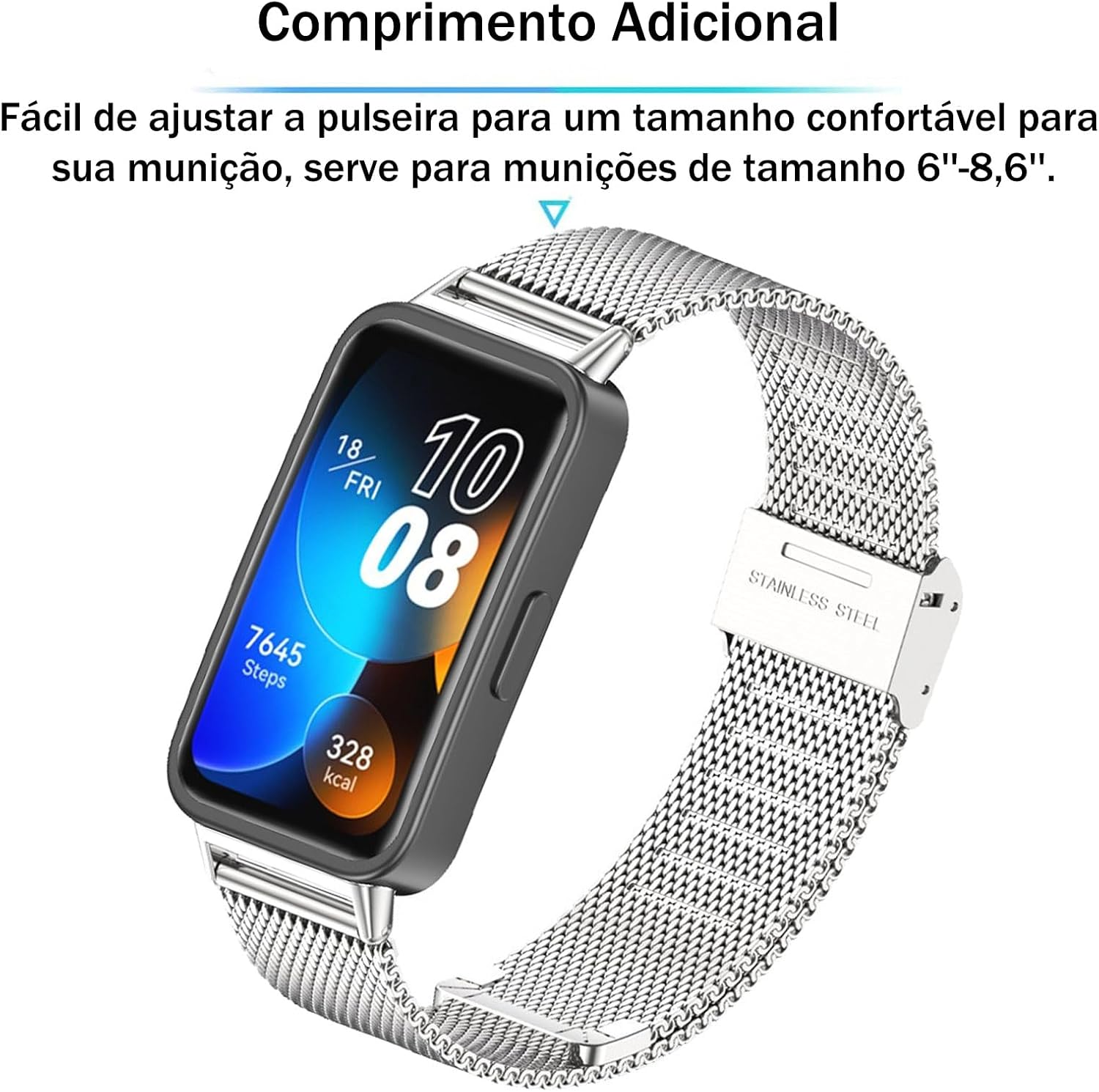 HAOZHI Pulseira Compatível com Huawei Band 10 9 8,Bracelete Correia de Metal para Huawei Band 10,9,8 HAOZHI Pulseira Compatível com Huawei Band 10 9 8,Bracelete Correia de Metal para Huawei Band 10,9,8