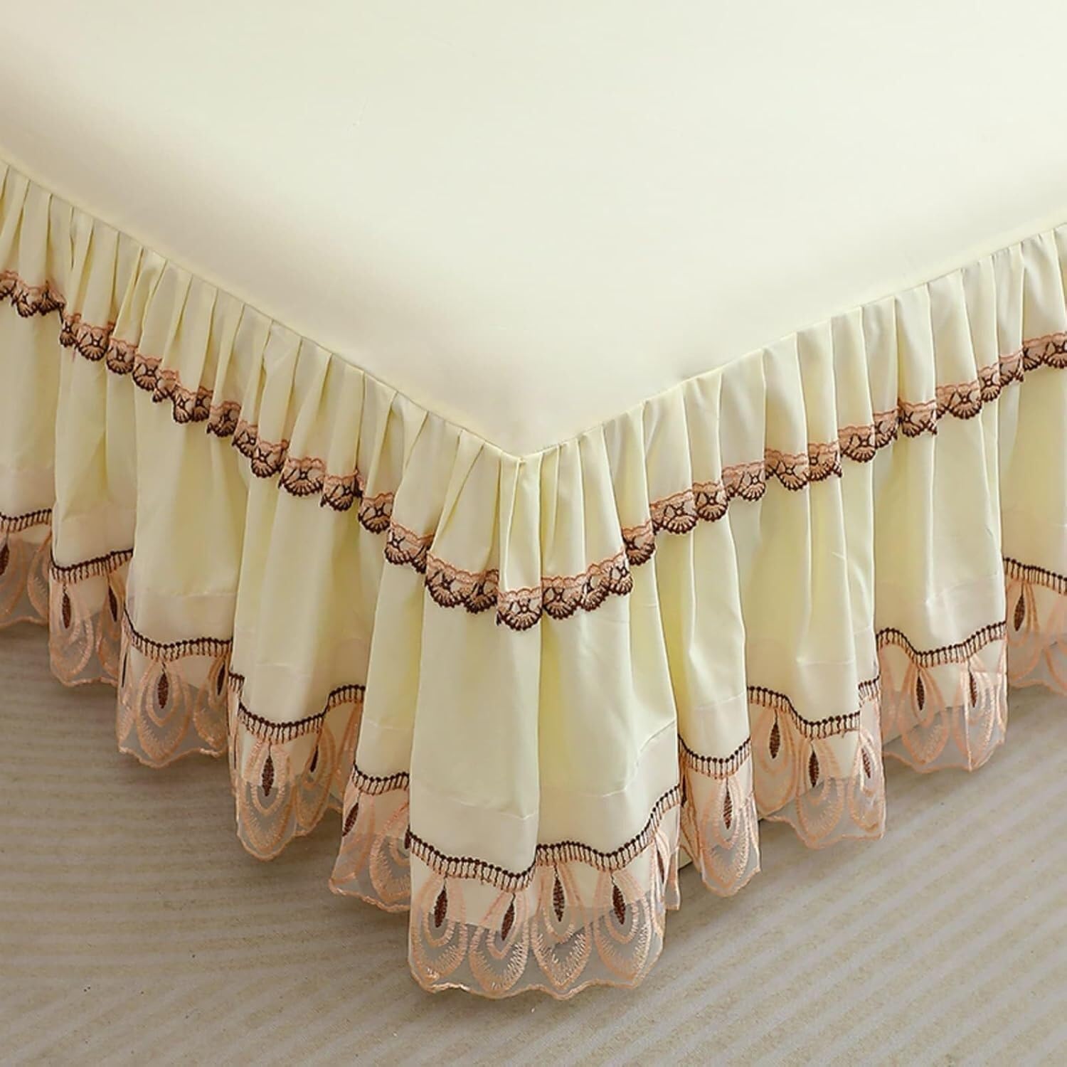 Drap-housse avec jupe plissée en microfibre fluide supérieure 180x220