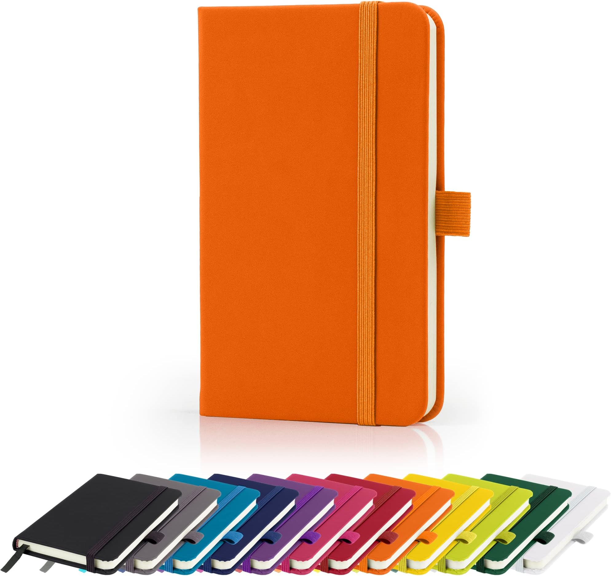 Savvy Bee Premium A6 Notebook New Lined Pocket Hardback Small Journal with pen loop, elastic closure and ribbon marker 196 pages / 98 sheets Notepad Note Book Notes Pad (Orange)