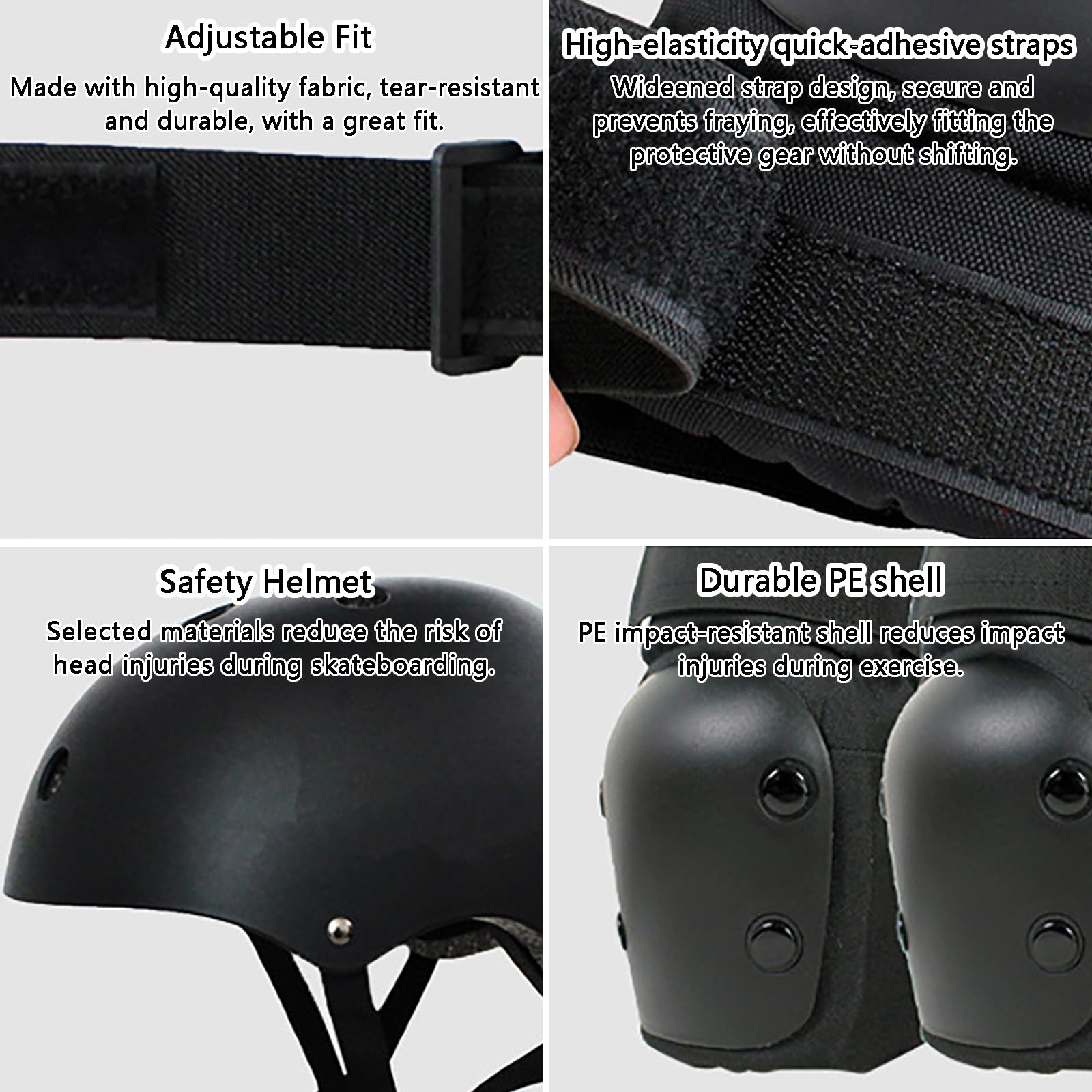 Set completo di protezioni 7 in 1 per adulti, per attività all'aperto casco ginocchiere gomitiere, protezioni per i polsi attrezzatura sportiva ciclismo skateboard monopattino