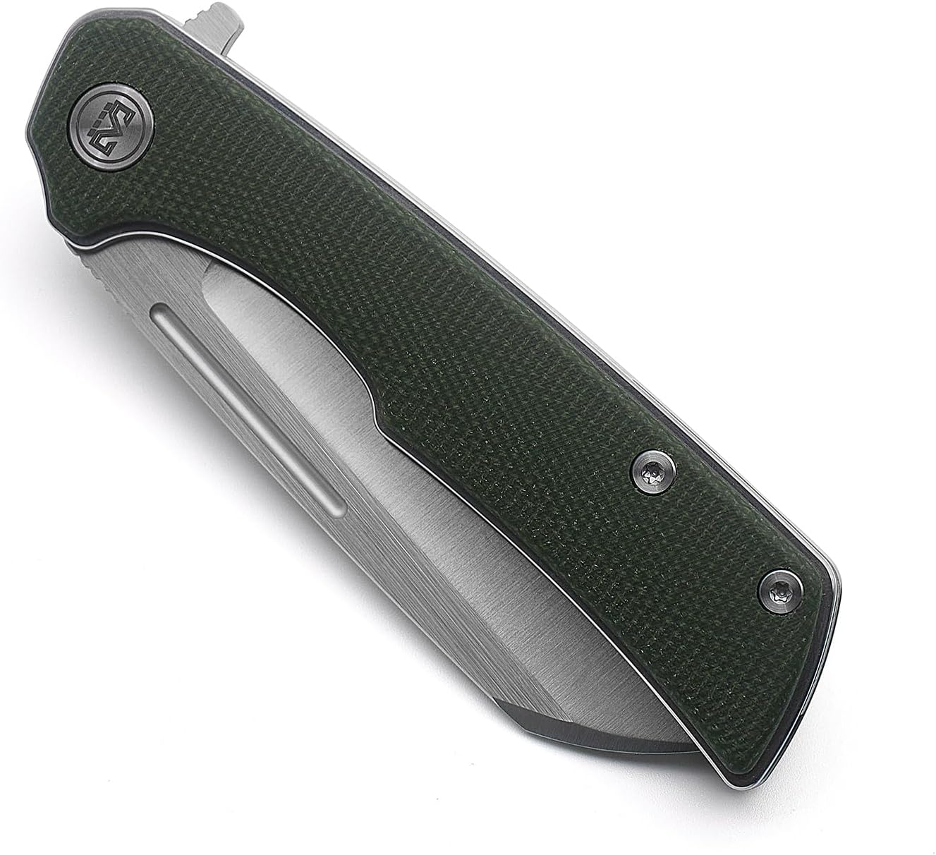 M Miguron Malory Flipper Folding Knife 3.5" Satin 14c28n Blade Green Micarta Handle Outdoor Camping Hiking Pocket Knife MGR-809MGN