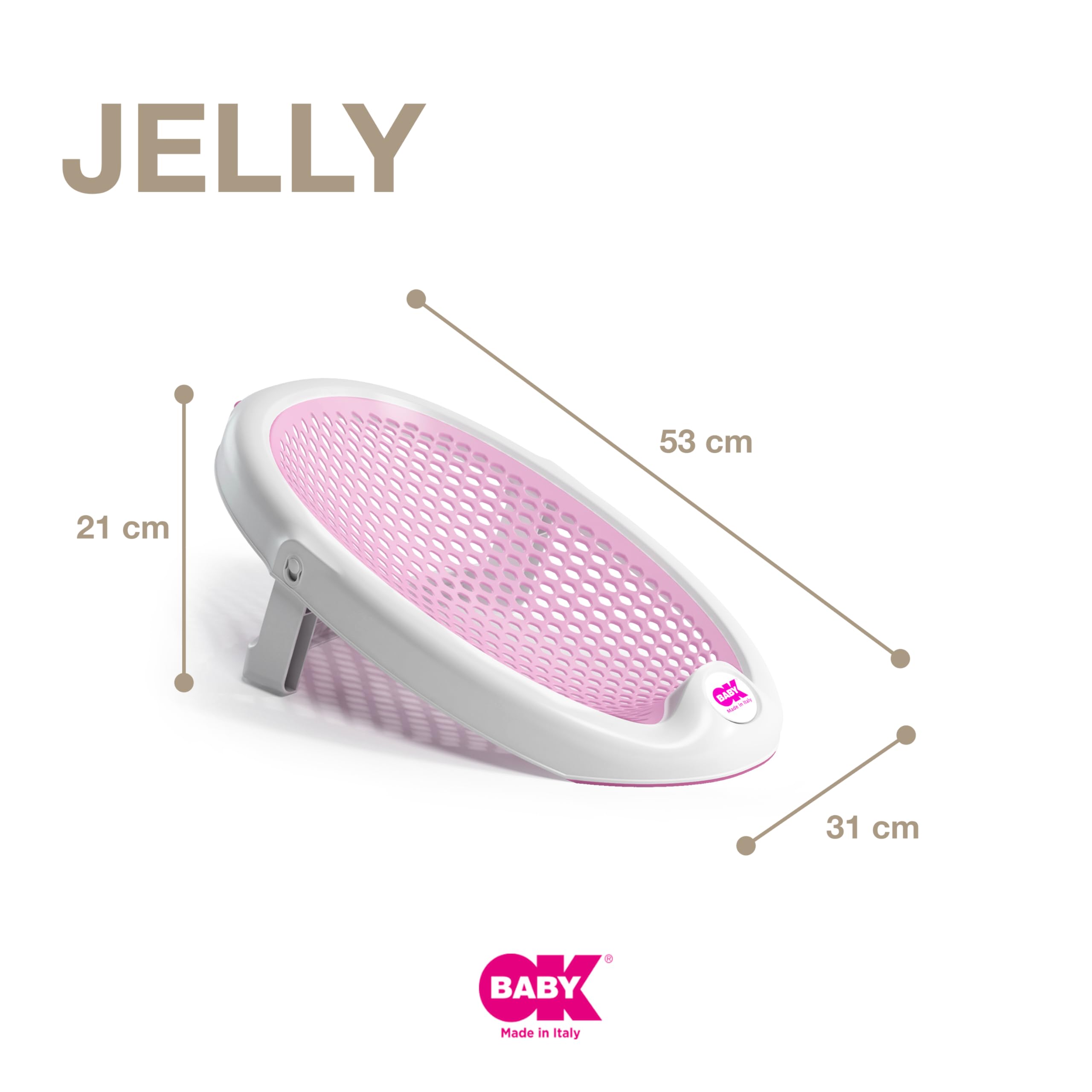 OKBABY Jelly - Sdraietta da Bagno Richiudibile, Morbida e Confortevole per il Bagnetto del Neonato 0-8 Mesi (8kg) - Rosa