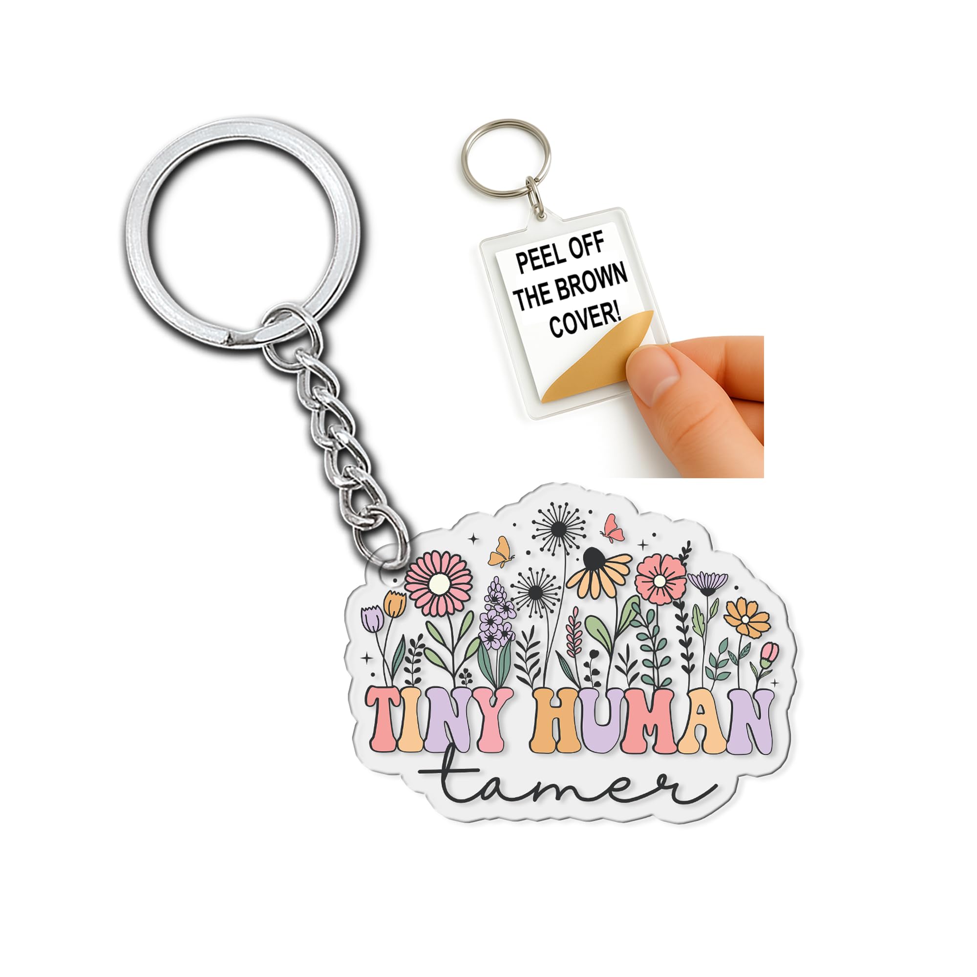 Tiny Human Tamer Keychain Funny Quote Gifts for Teacher Appreciation Women Friends Coworker Motivational Inspirational Key Chain Humor Appreciation