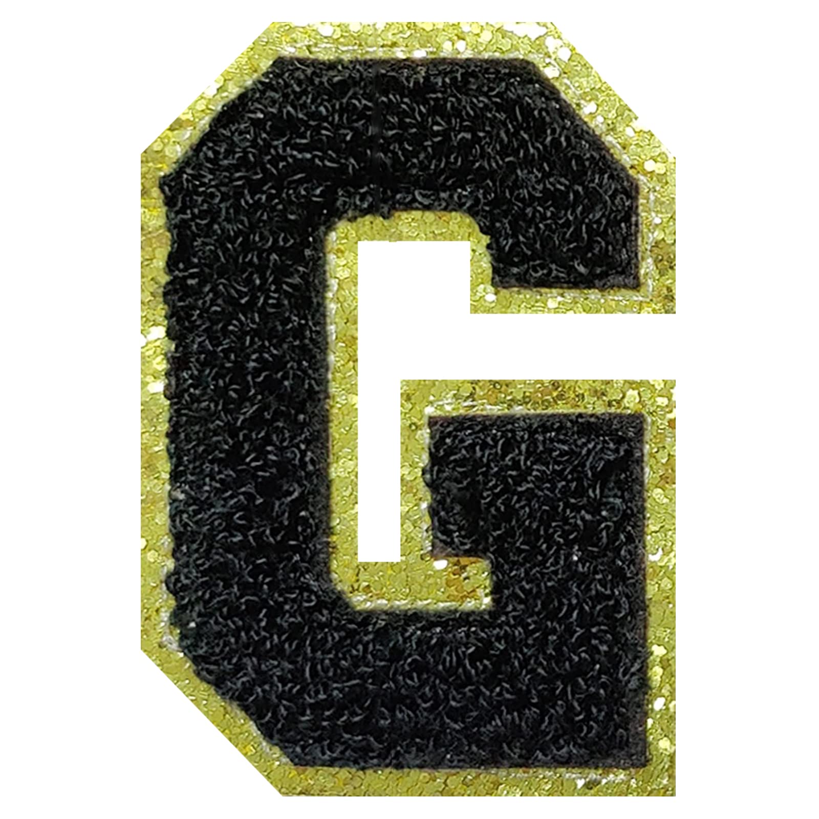 4Pcs Black Chenille Letter, 2.2" Iron on Letters Patches, Chenille Letter Patches for Clothing (G)