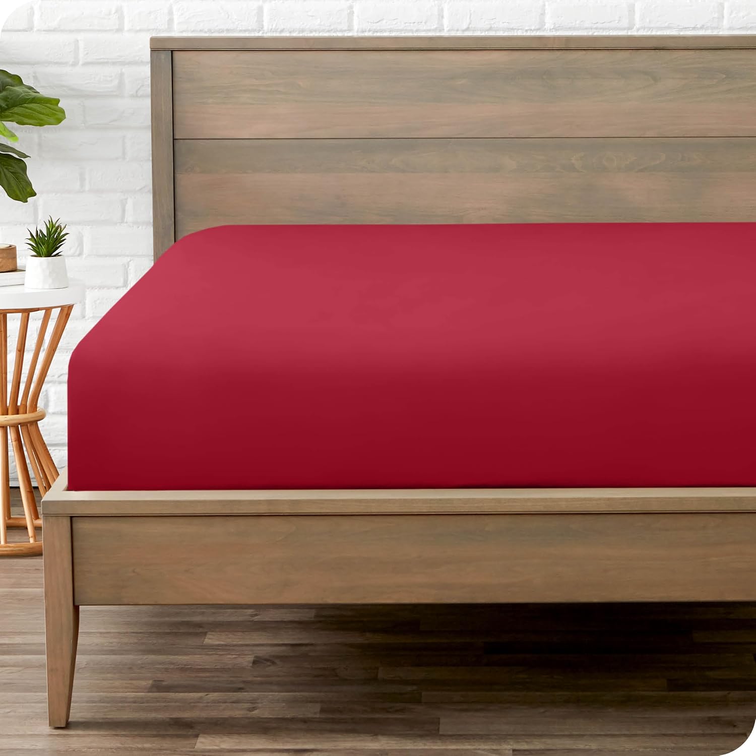 Bare Home Fitted Bottom Sheet King Size - Premium 1800 Ultra-Soft - Hotel Luxury - Deep Pocket - Durable and Long Lasting (King, Red)