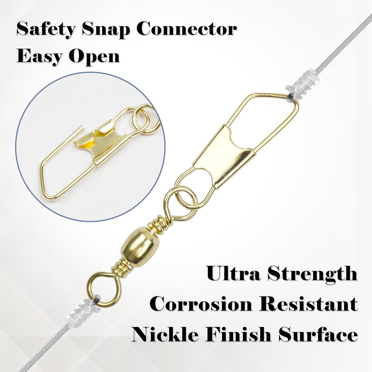 Fishing Barrel Swivels Snaps, 100pcs Snap Swivels Fishing Tackle Leader Line Lure Connector Accessories High Strength Solid Rings for Saltwater Freshwater, Black/Gold - Image 4