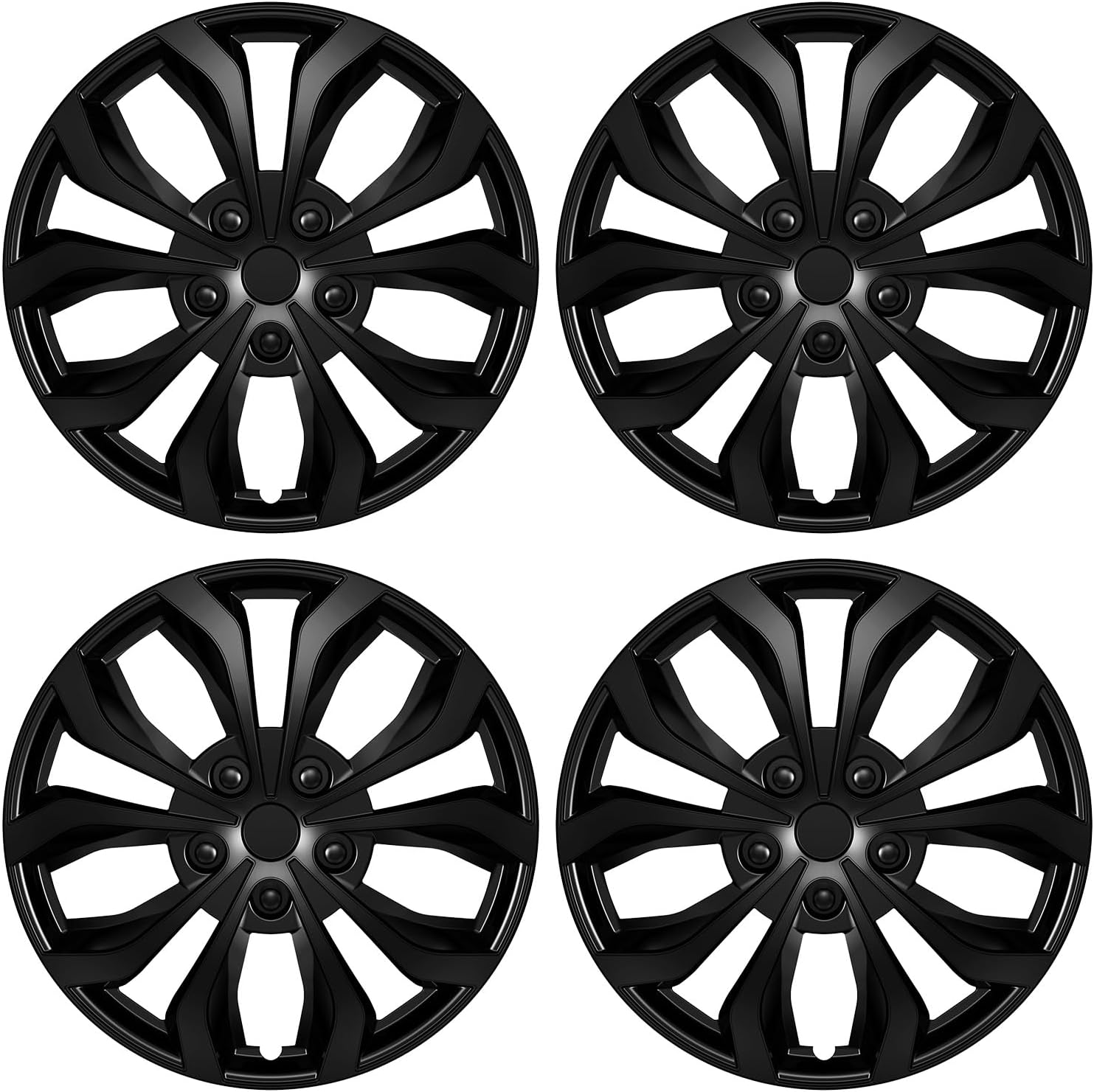 4-Pack Universal Hubcaps Replacement R17 17 inch, Steel Wheel Rim Cover for Most Cars Trucks Sedans SUV, 17" 17 in Wheel Covers Hub Caps (Bright Black Color) Bright Black Color 17 inch