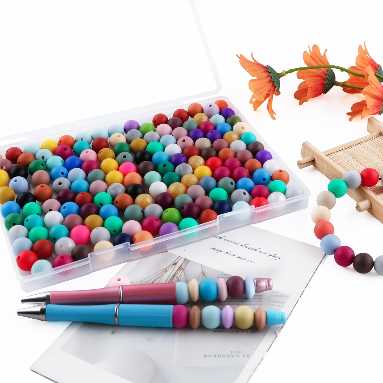 Sunrony Mixed Color Random 160PCS 12mm Silicone Beads for Keychain Making, Multicolor Round Silicone Beads for Pens and Necklace Bracelet Crafts Making - Image 7