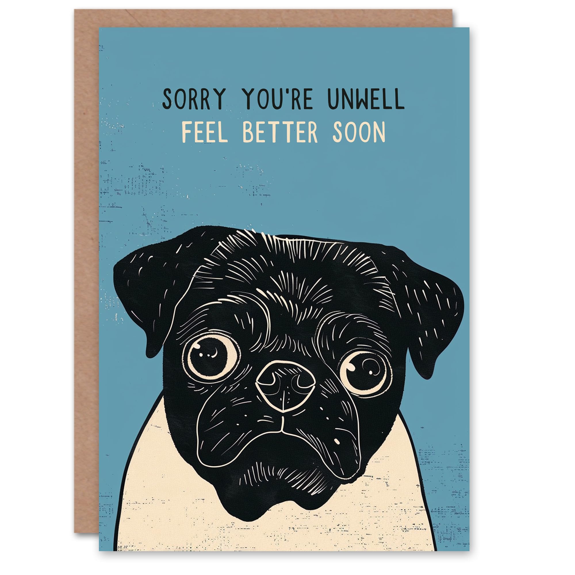 Artery8 Get Well Card Boston Terrier Dog Lover Cute Pug Feel Better Soon Blank Arty Art All Occasion Greeting Card