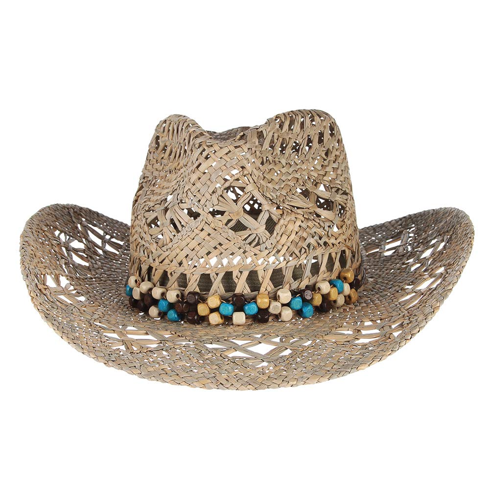 Anomidry Strohhut Herren Damen - Western Cowboyhut Cream-Yellow Sonnenschutz